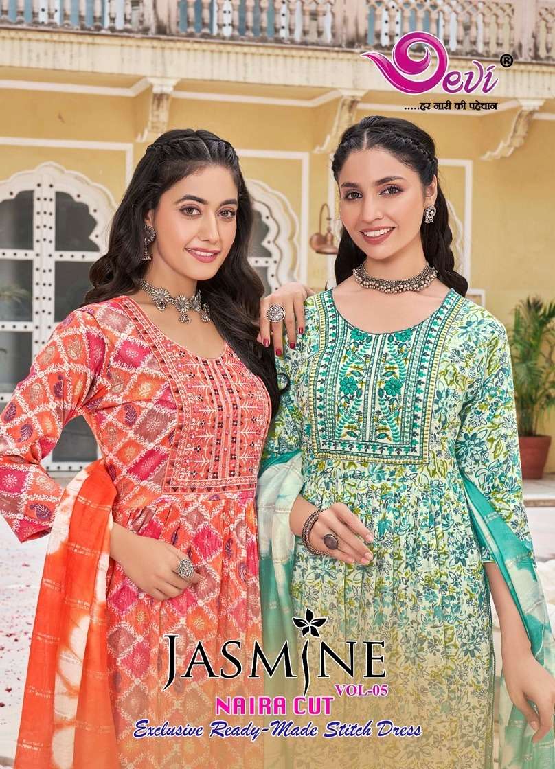 jasmine vol-5 by devi 5001-5008 series exclusive readymade stich dress catalogue buy online wholesale surat 