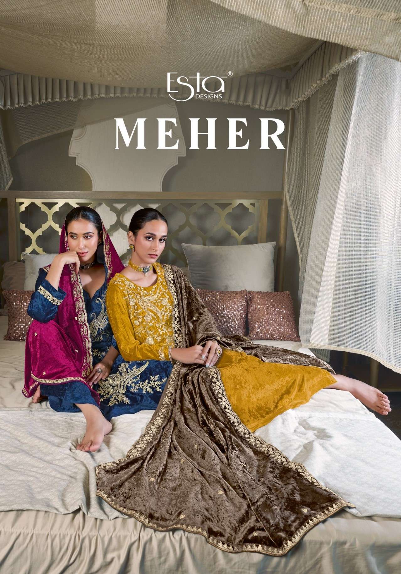 meher by esta designs 101-106 series exclusive designer party wear salwar kameez catalogue manufacturer surat gujarat 