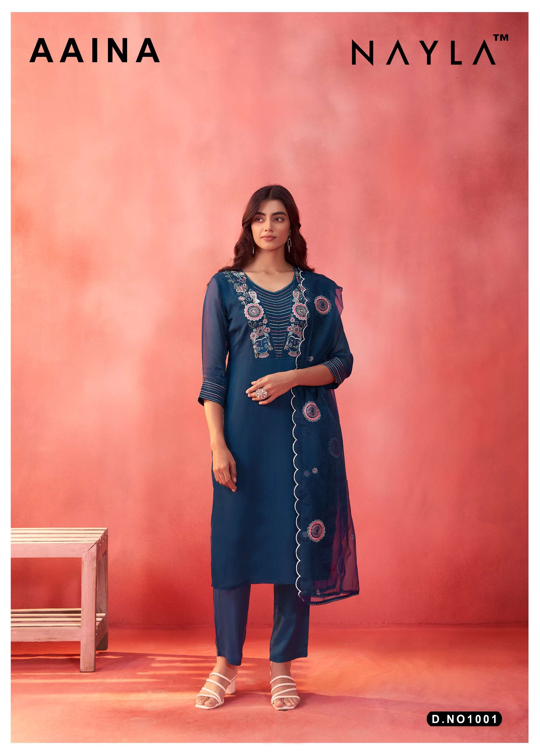 nayla aaina 1001 design exclusive designer top bottom with dupatta party wear collection surat 