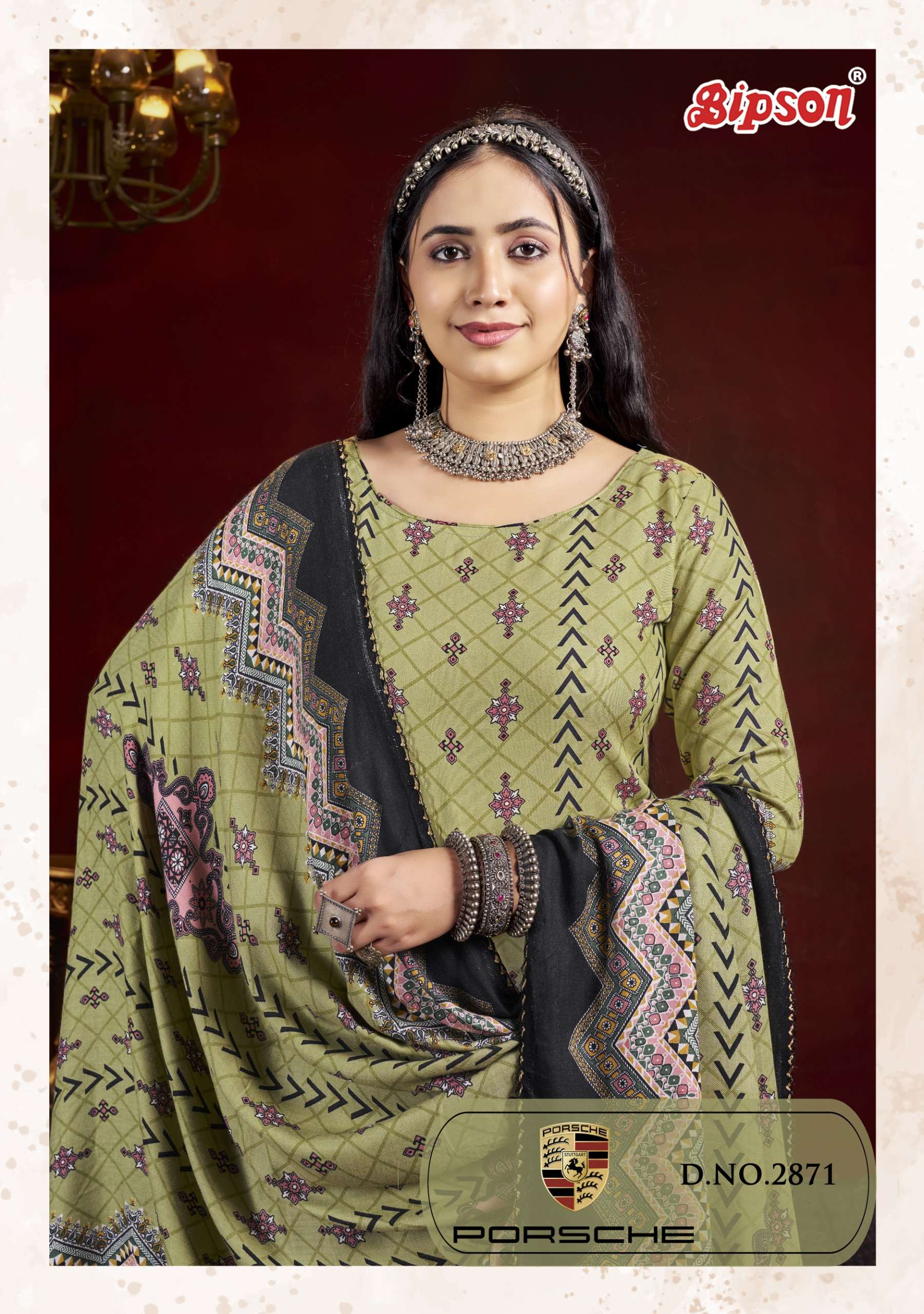 porsche 2871 series by bipson prints trendy designer viscose pashmina salwar suits winter collection surat 