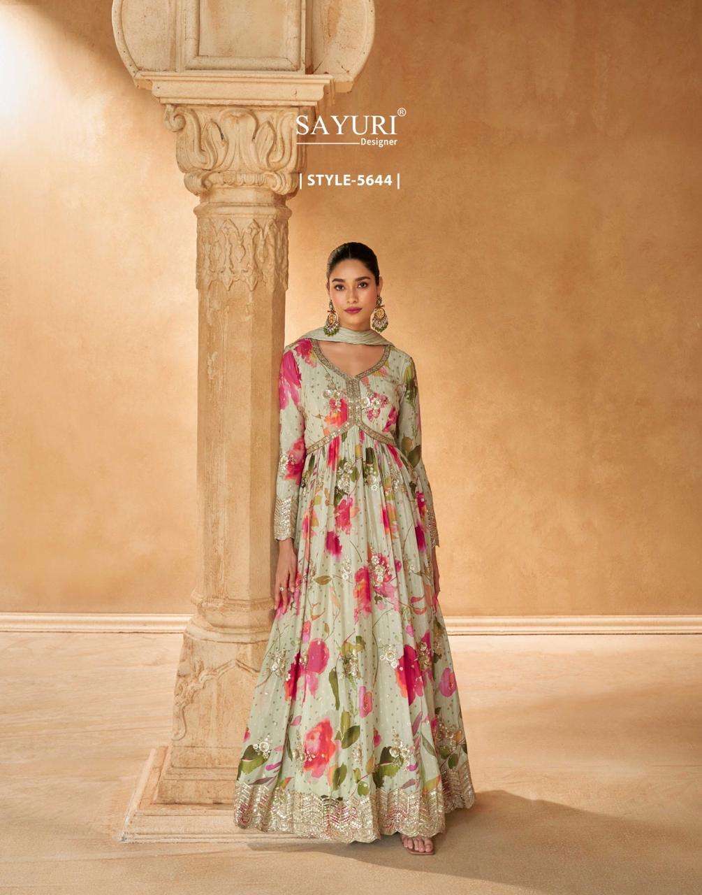 saanjy by sayuri designer 5643-5645 series party wear look long anarkali dress style salwar kameez wholesale price surat