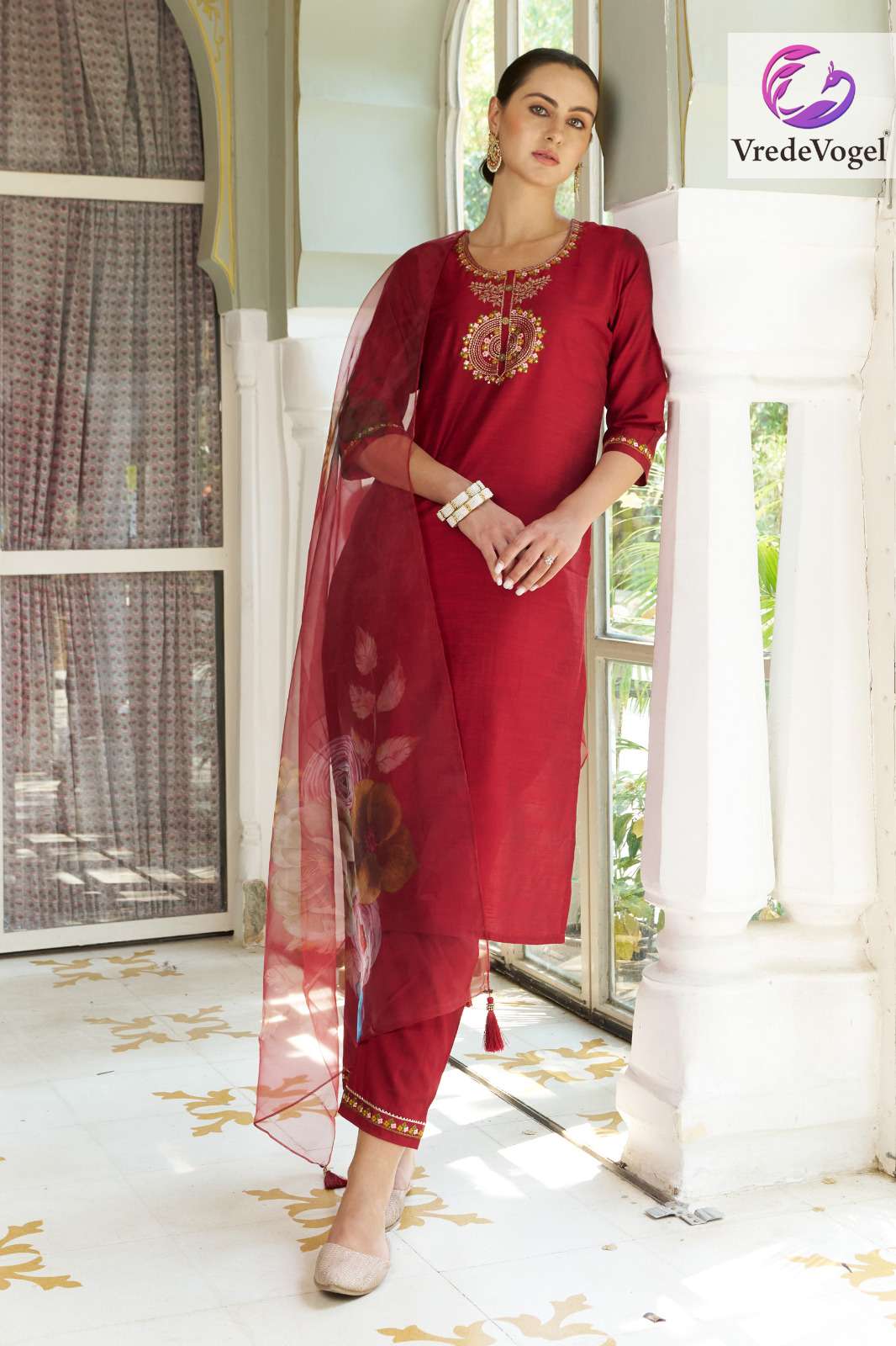 sanskruti by vredevogle stylish look designer festival kurti pant with dupatta set wholesaler rate surat 