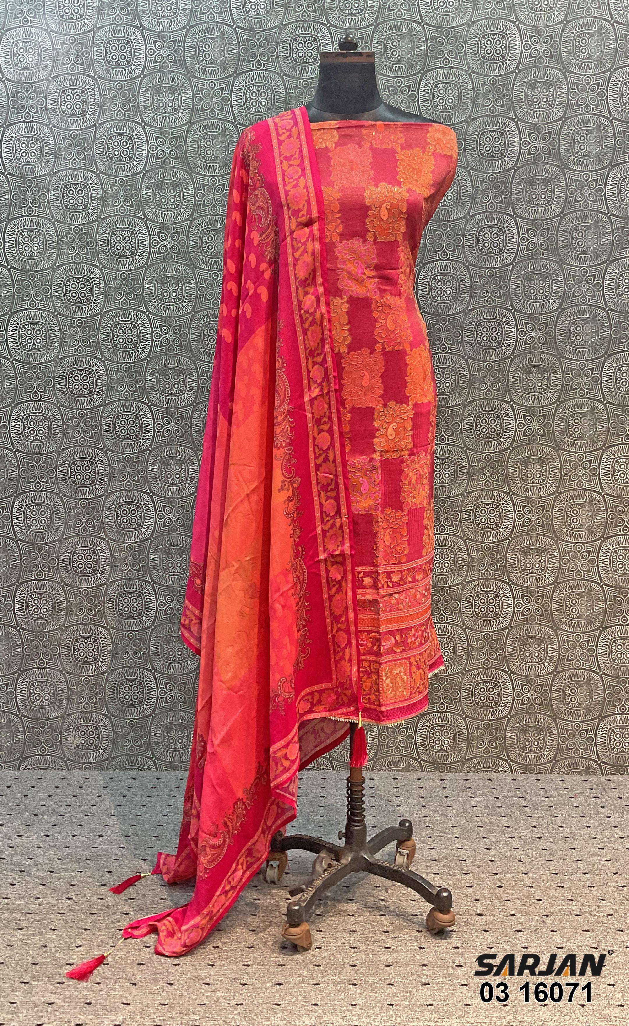 sarjan 16071 series exclusive designer unstich salwar suits catalogue wholesale dealer surat 