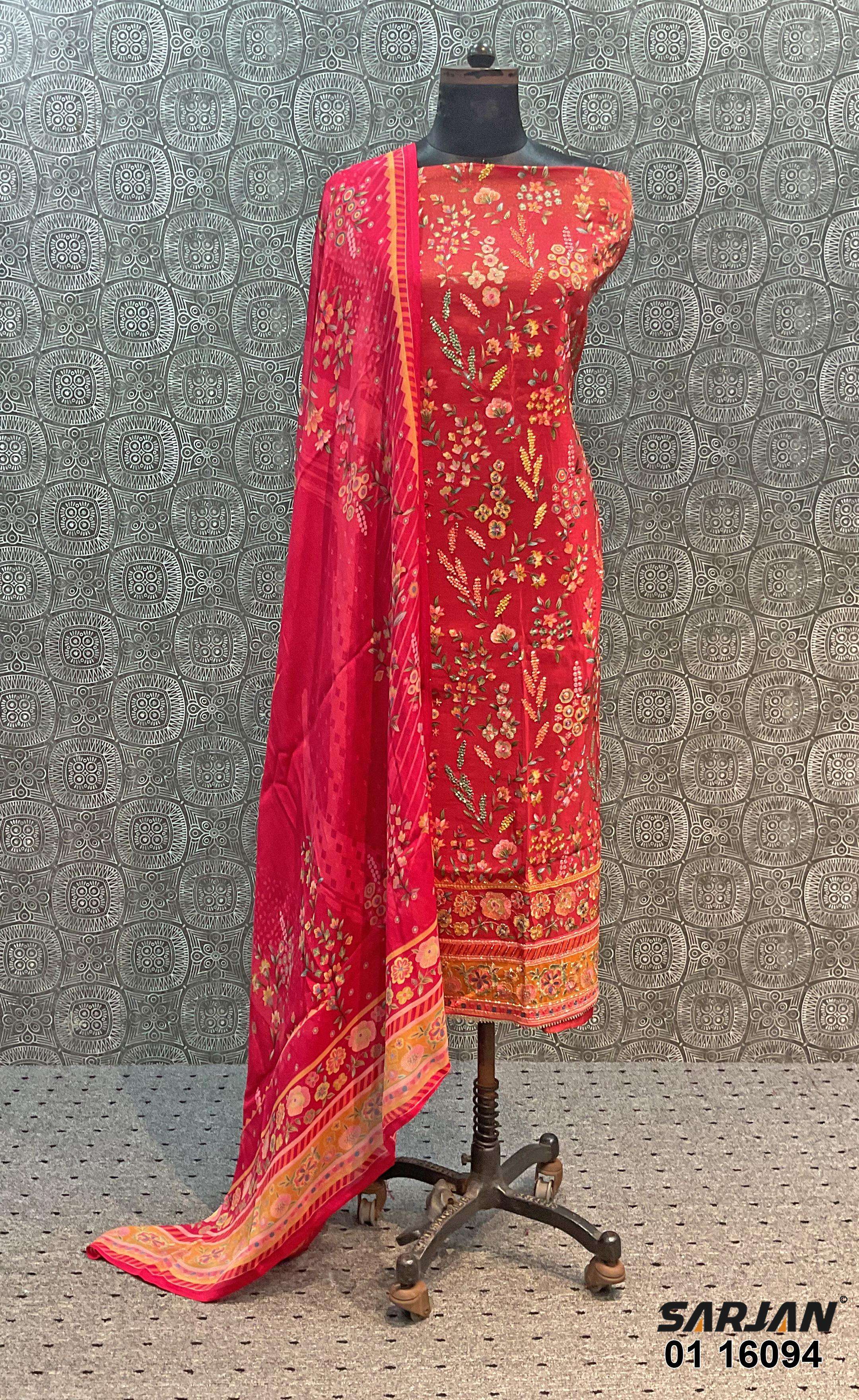 sarjan 16094 series fancy designer unstich salwar suits catalogue online shopping surat 