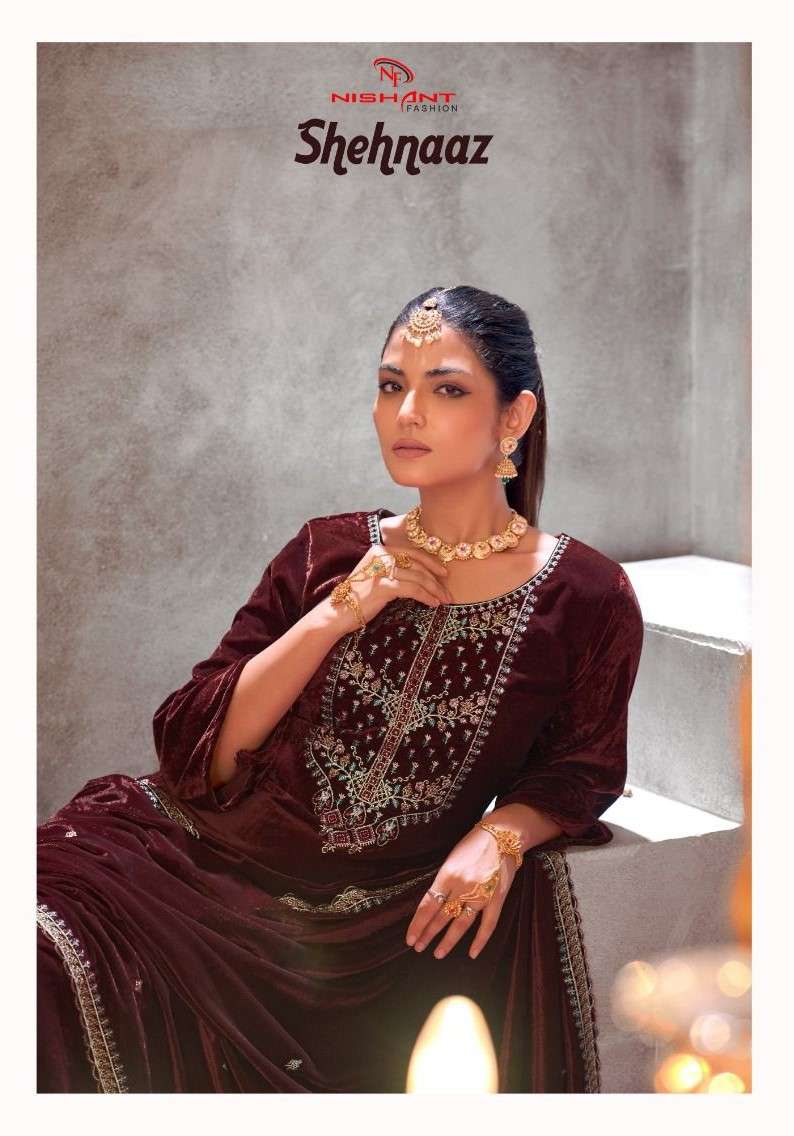 shenaaz by nishant fashion 85001-85006 series upcoming winter special pure velvet suits catalogue online surat