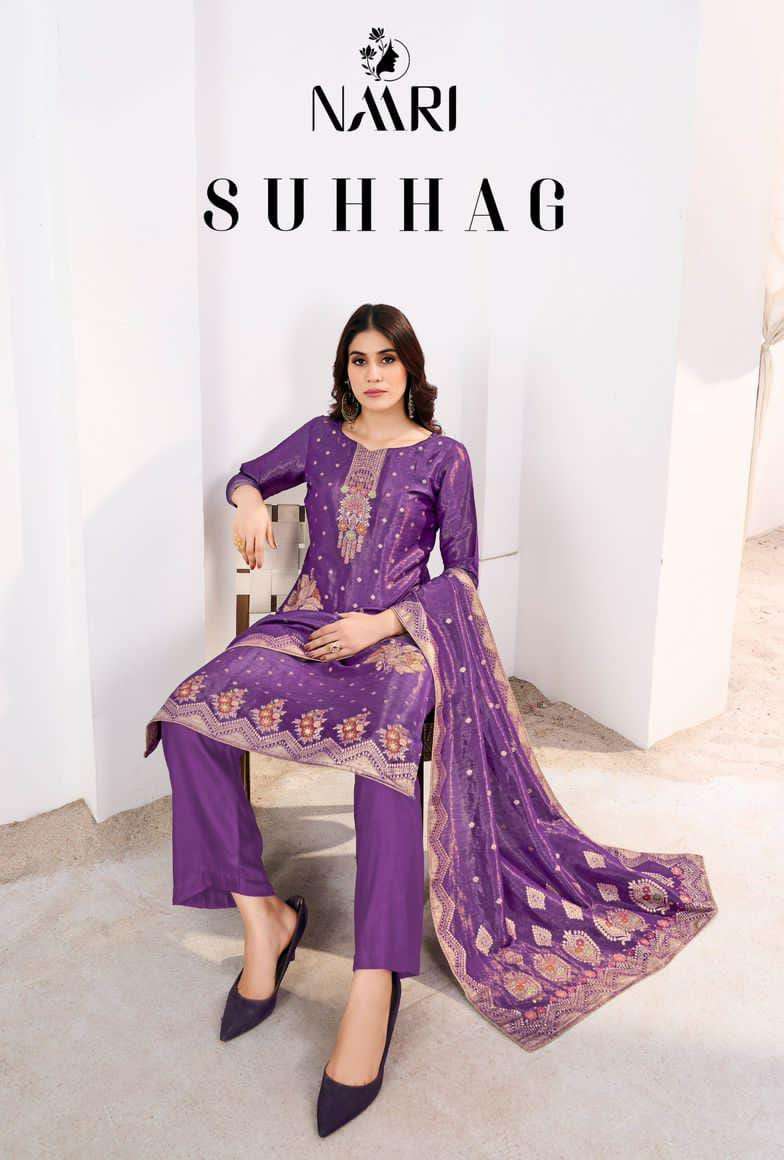 suhhag by naari 112001-112004 series indian designer salwar kameez latest catalogue design 2024