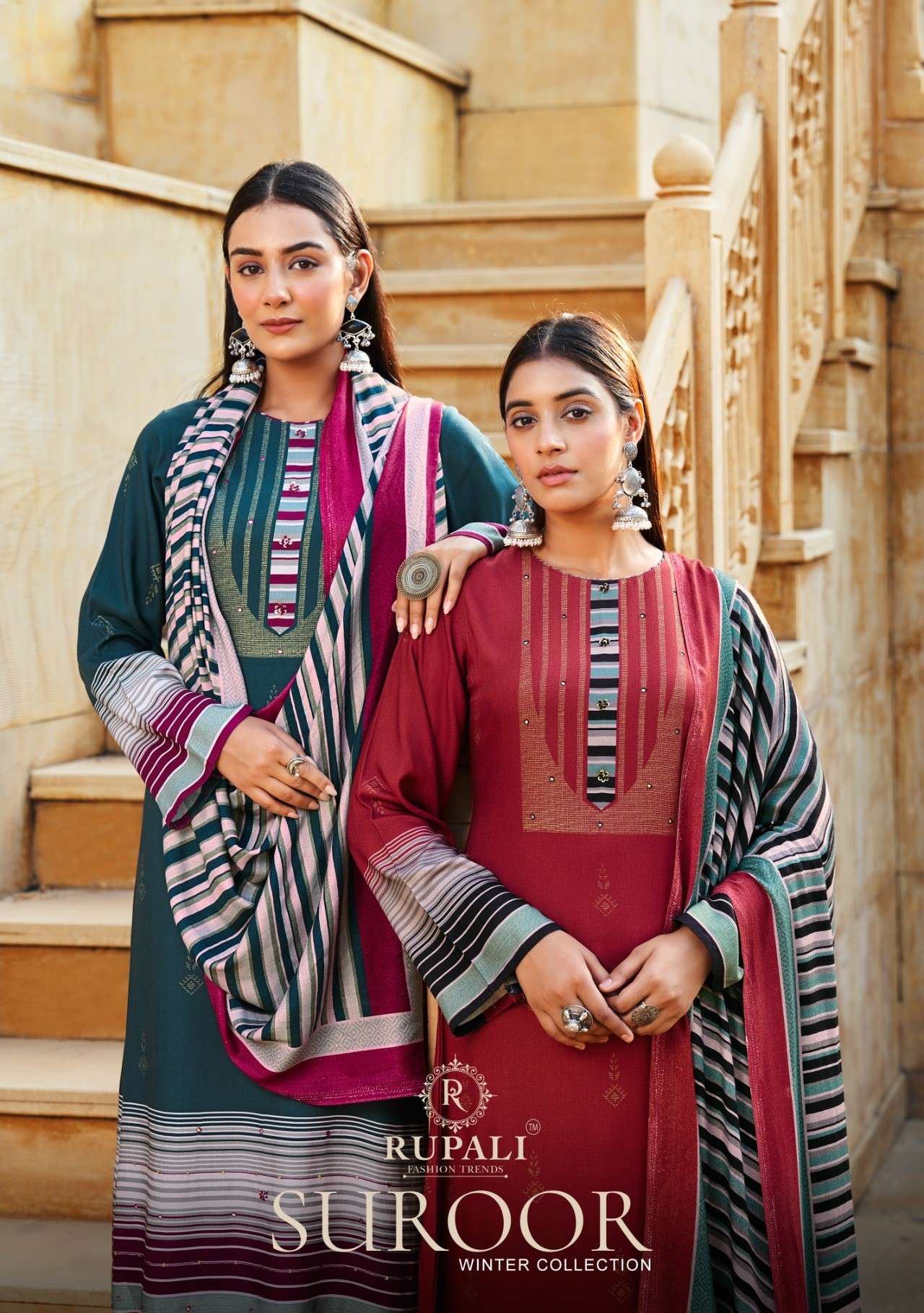 suroor by rupali fashion 1201-1204 series unstich pure viscose pashmina dress material winter collection surat gujarat 