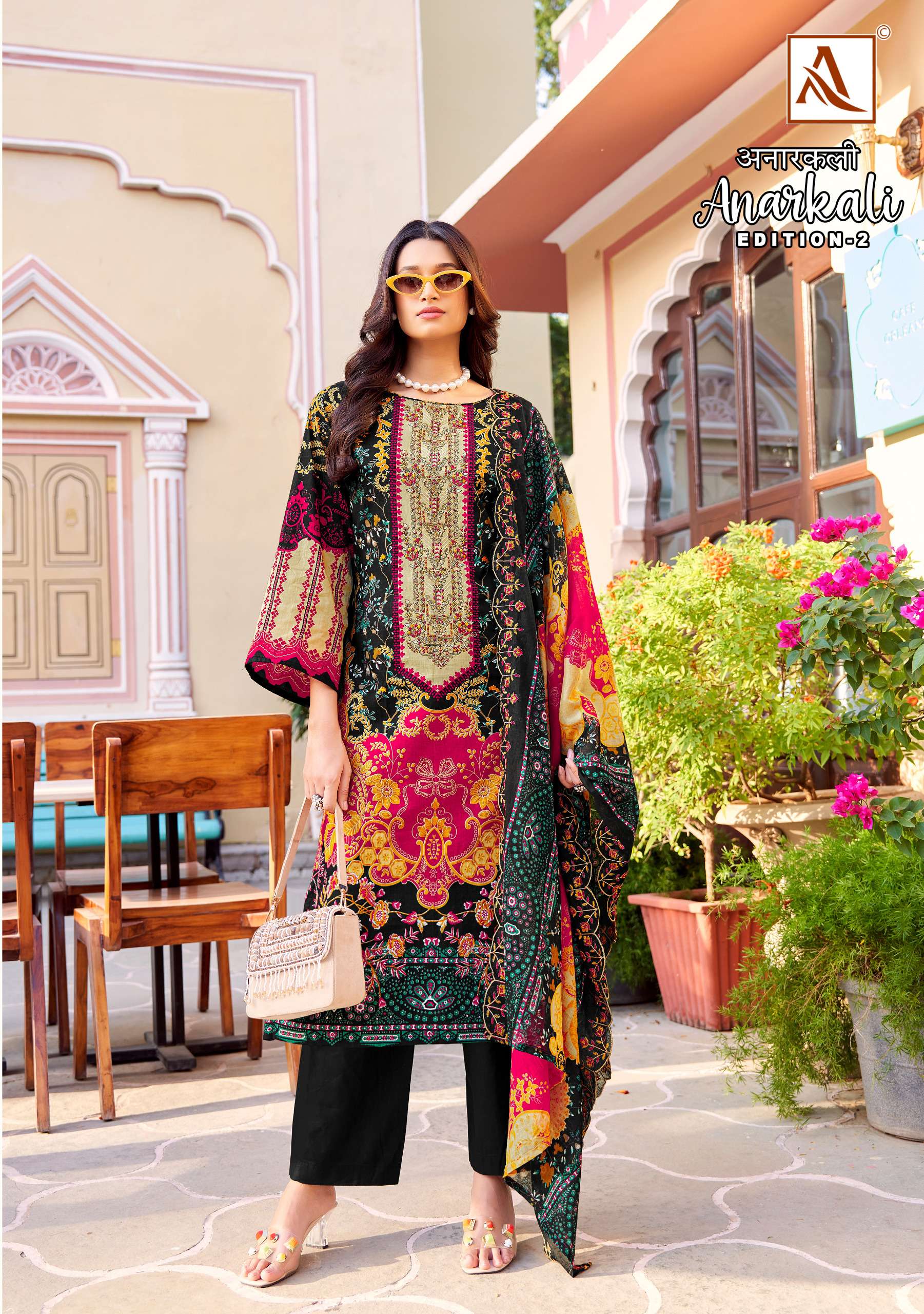 anarkali vol 2 by alok suits pure cambric cotton printed with embroidered pakistani salwar kameez wholesale price surat