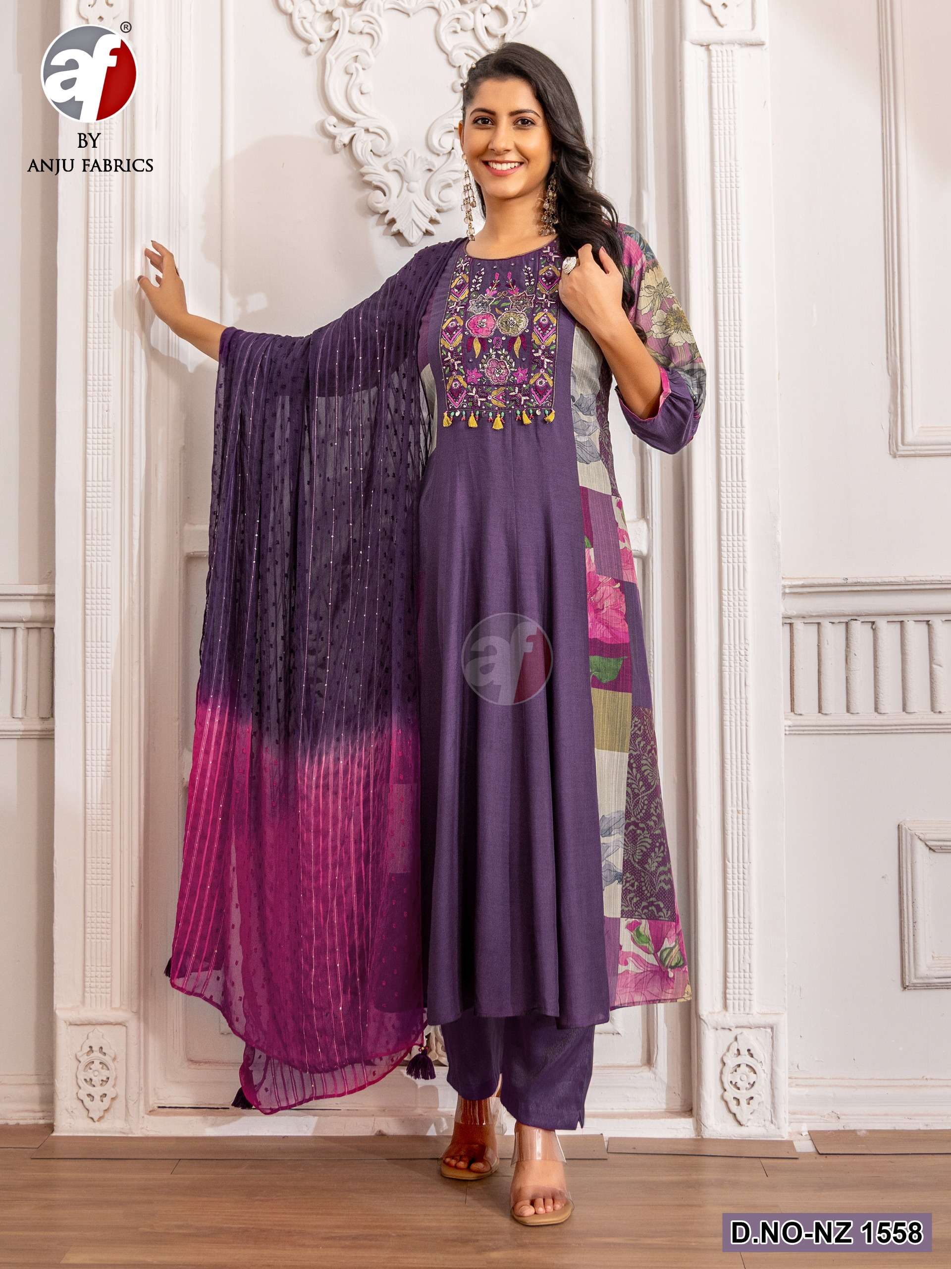 anju fabrics nz 1558 exclusive party wear pure dola silk anarkali suits buy online size set catalogue
