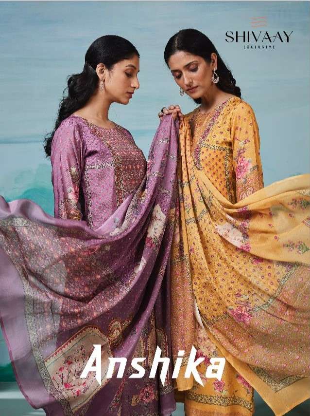 anshika by shivaay 15545-15548 series pure simar muslin salwar kameez latest design wholesale collection surat
