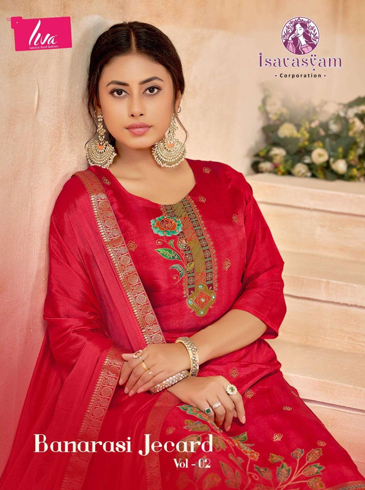 banarasi jecard vol-2 by isavasyam corporation 6001-6006 series pure dola silk salwar suits catalogue online wholesaler surat 