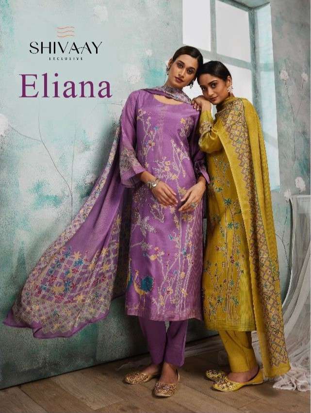 eliana by shivaay 15557 15560 series exclusive designer viscose muslin salwar kameez material catalogue wholesale shopping surat
