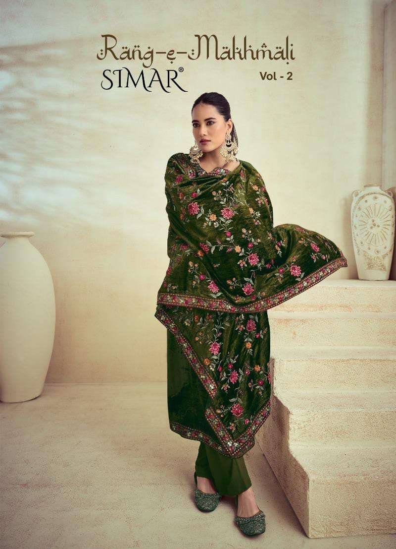 glossy simar rang e makhmali vol 2 3161-3164 series viscose velvet designer salwar kameez catalogue wholesale price surat