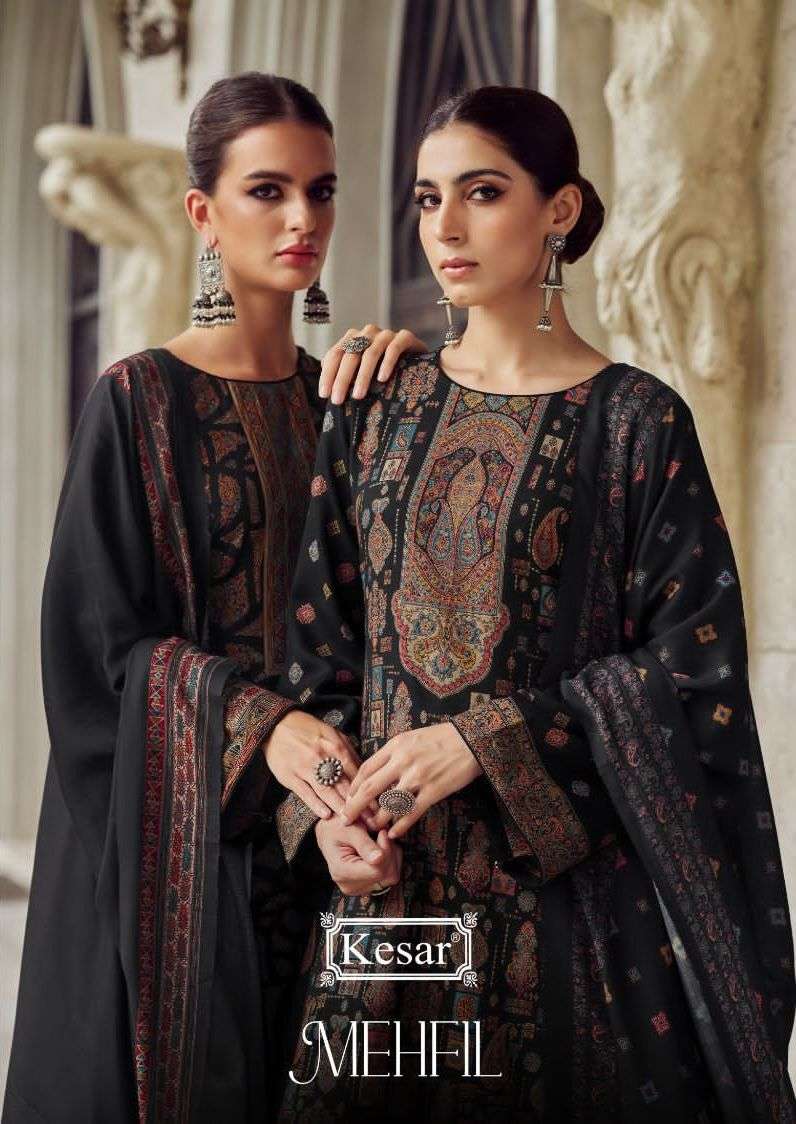 KESAR KARACHI MEHFIL 69001-69004 SERIES PURE PASHMINA PRINTED SALWAR KAMEEZ WHOLESALE PRICE SURAT