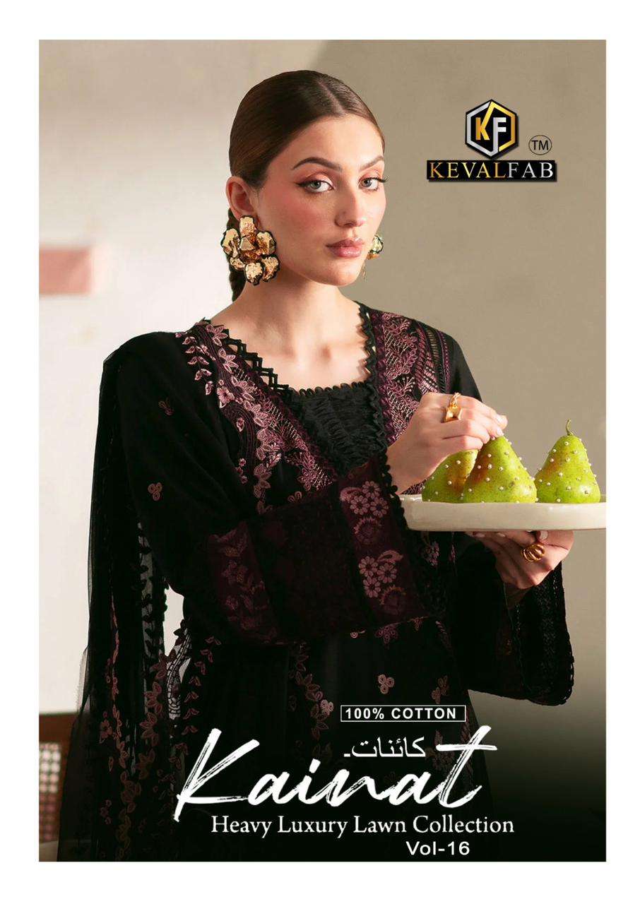 keval fab kainat vol 16 16001-16006 series designer heavy lawn cotton unstich dress material buy online dealer surat 