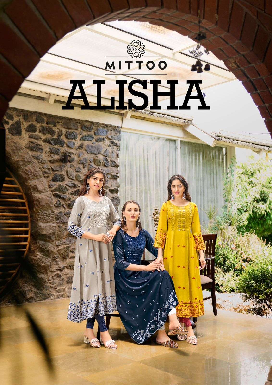 mittoo alisha 1001-1004 series designer reyon printed ready made long frock style gown collection wholesale price surat