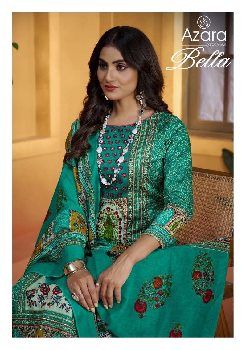 radhika fashion azara bella 6001-6004 series pure zam cotton unstich salwar kameez wholesale price at surat