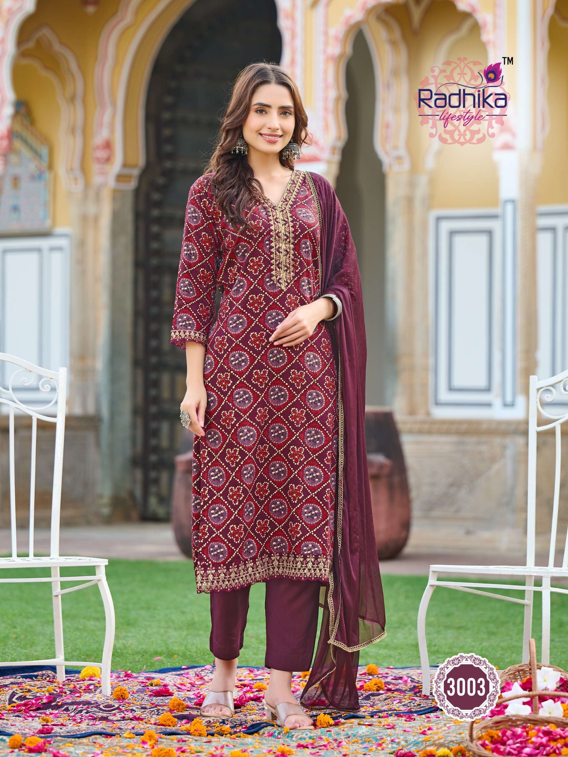 rivazo vol 3 by radhika fashion 1001-1006 series rayon printed readymade collection wholesale price surat