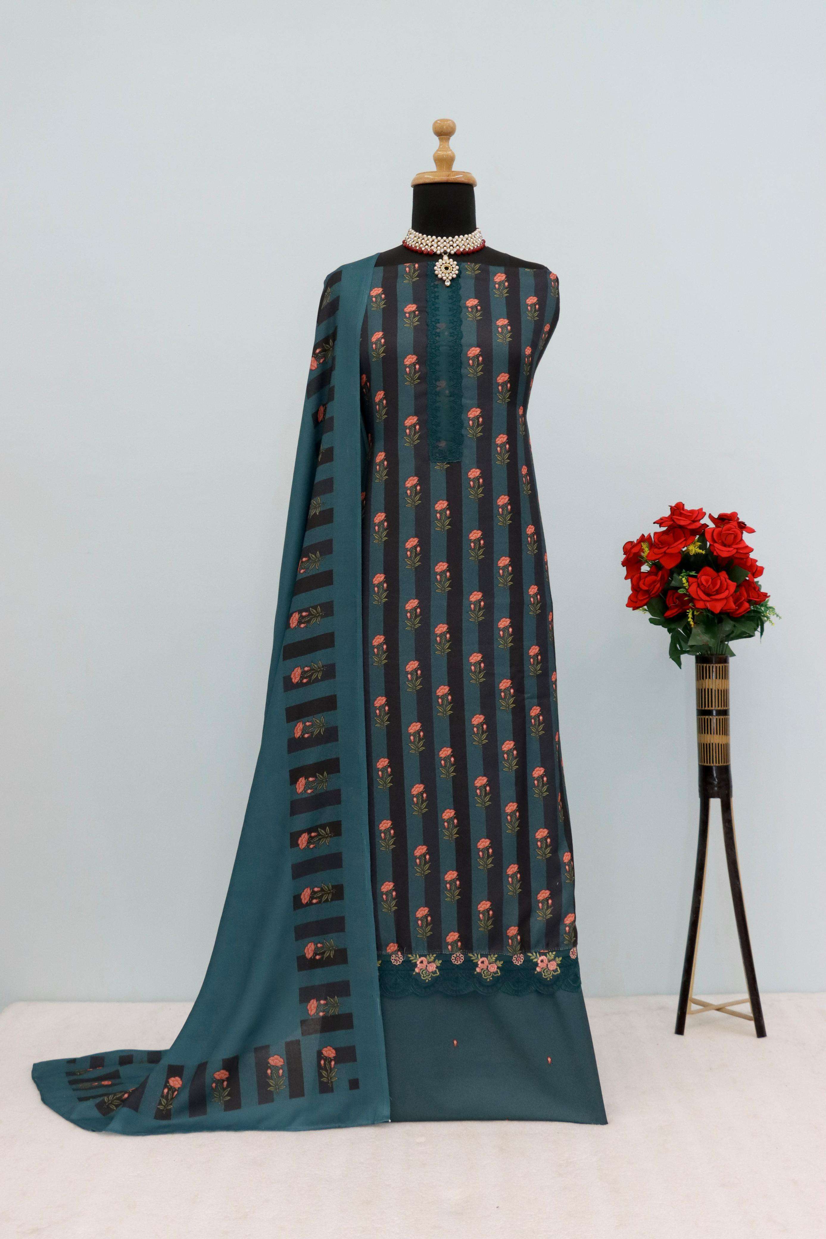 winter collection vol-2 by shurooq exclusive designer digital print with embroidery work dress material surat 
