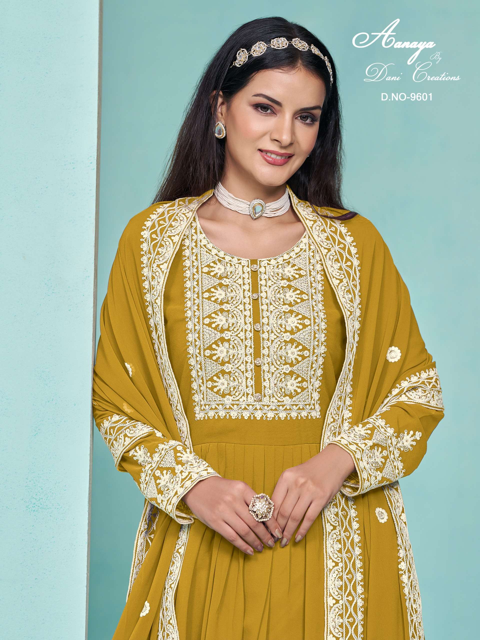 aanaya vol 196 by dani creation faux georgette embroidered party wear salwar kameez wholesale price surat 