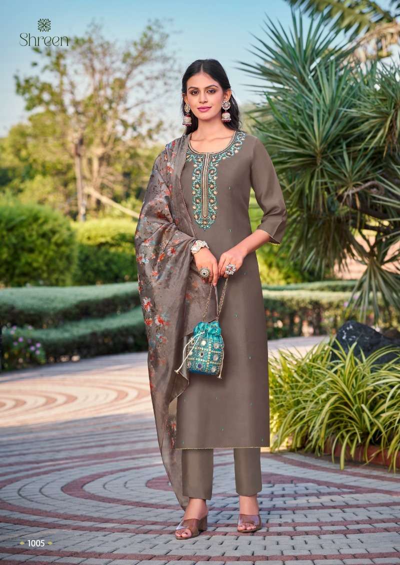 alexa vol 3 by hinaya 1001-1005 series roman silk festive wear readymade collection wholesale price surat india