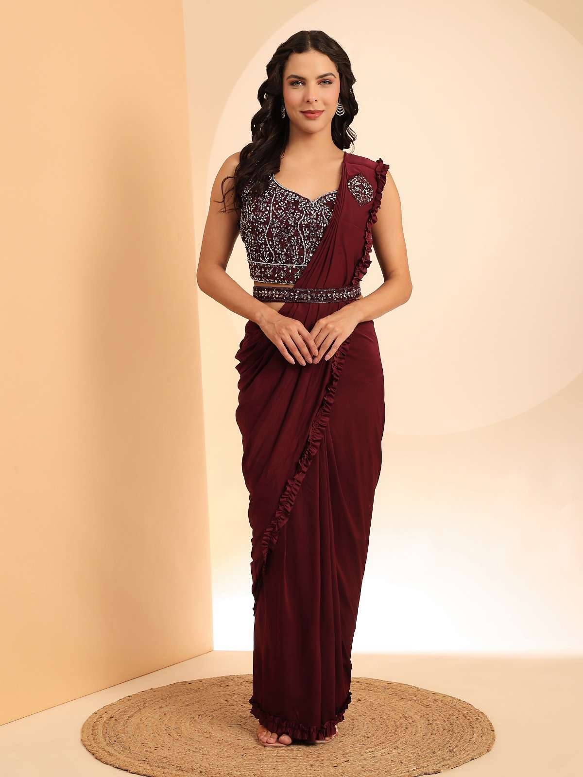 amoha trendz 102104 important fabric designer party wear saree ready to wear collection surat 