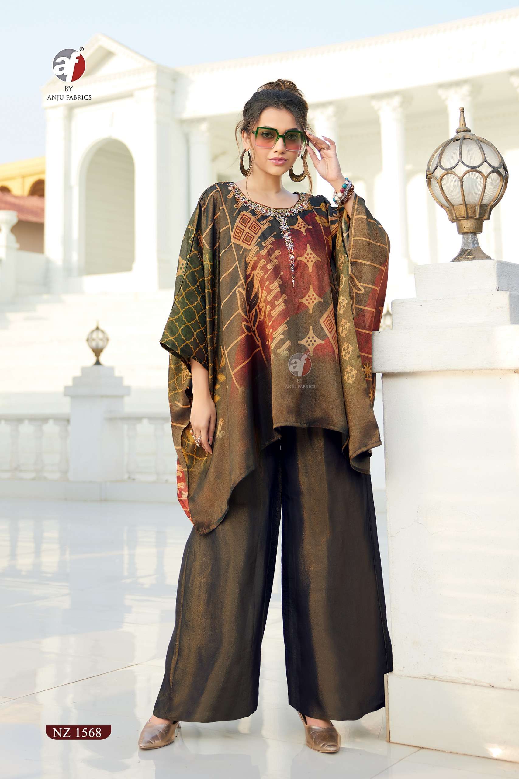 anju fabrics 1568 kaftan with divider bottom latest combo set buy online wholesale rate surat 