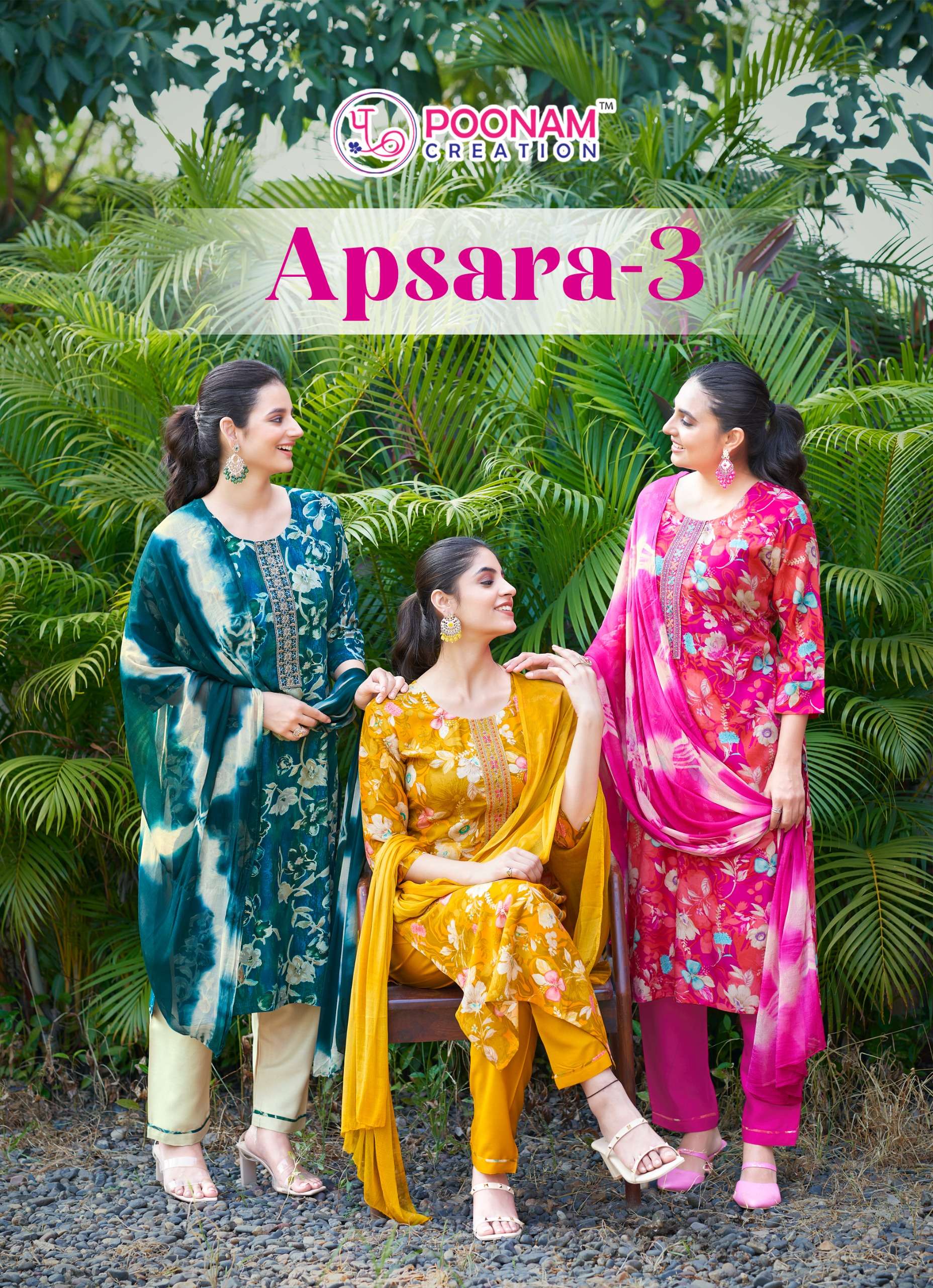 apsara vol-3 by poonam creation 1001-1008 series pure heavy rayon foil printed kurtis catalogue wholesale collection surat 
