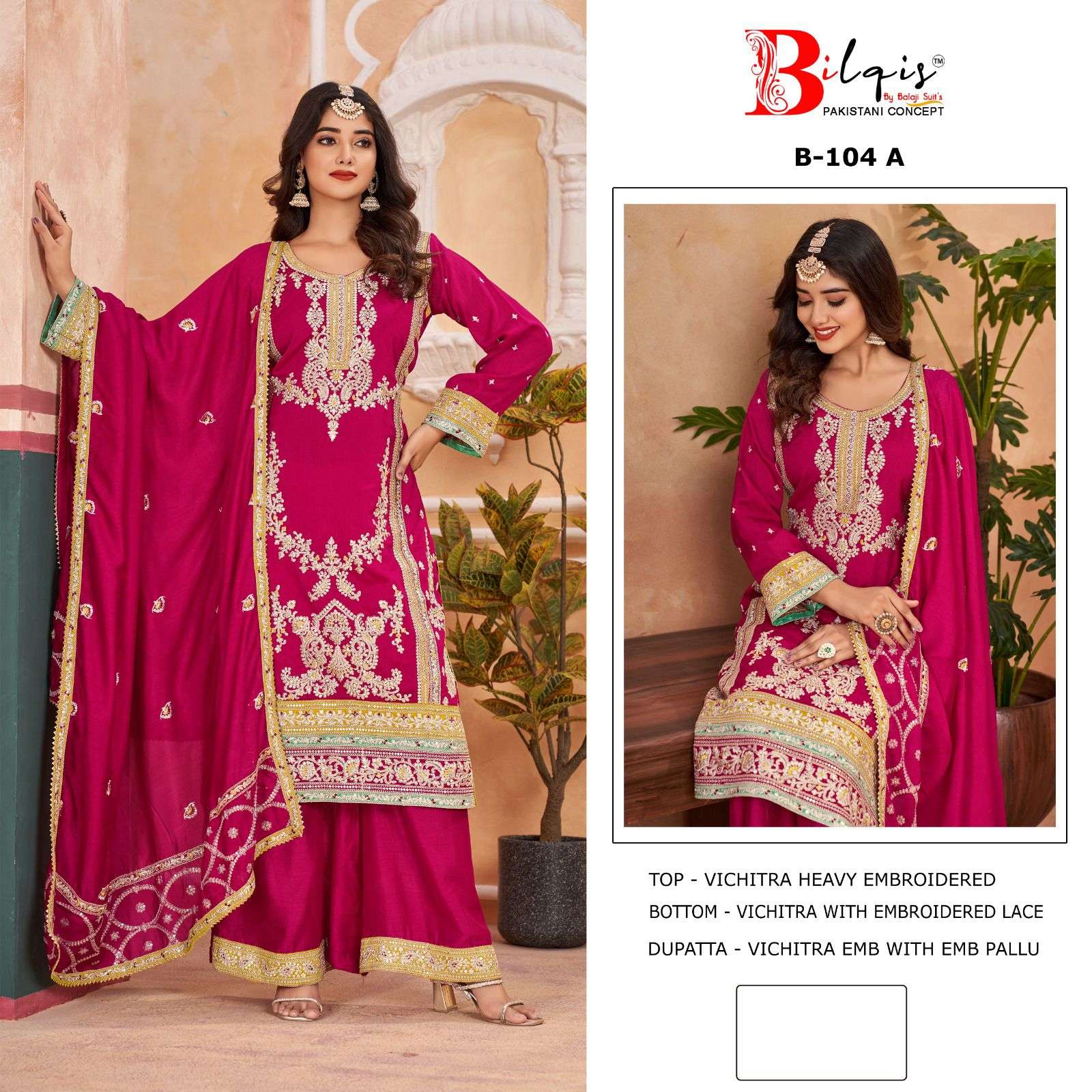 bilqis b-104 a to c vichitra heavy embroidered salwar suits pakistani collection online wholesaler surat 