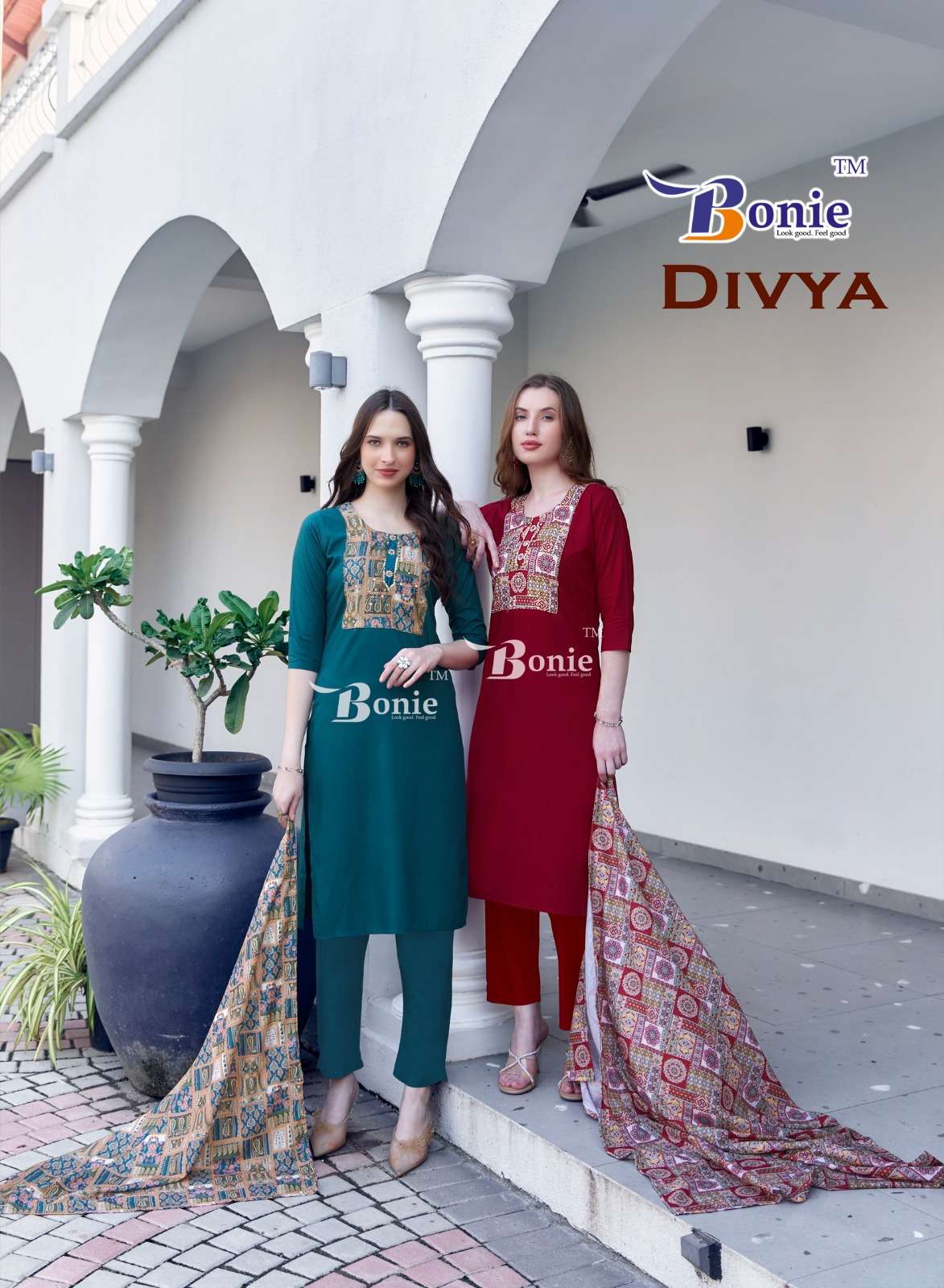 divya vol-1 by bonie 1001-1006 series ready to wear indian designer dress latest catalogue wholesale dealer surat 