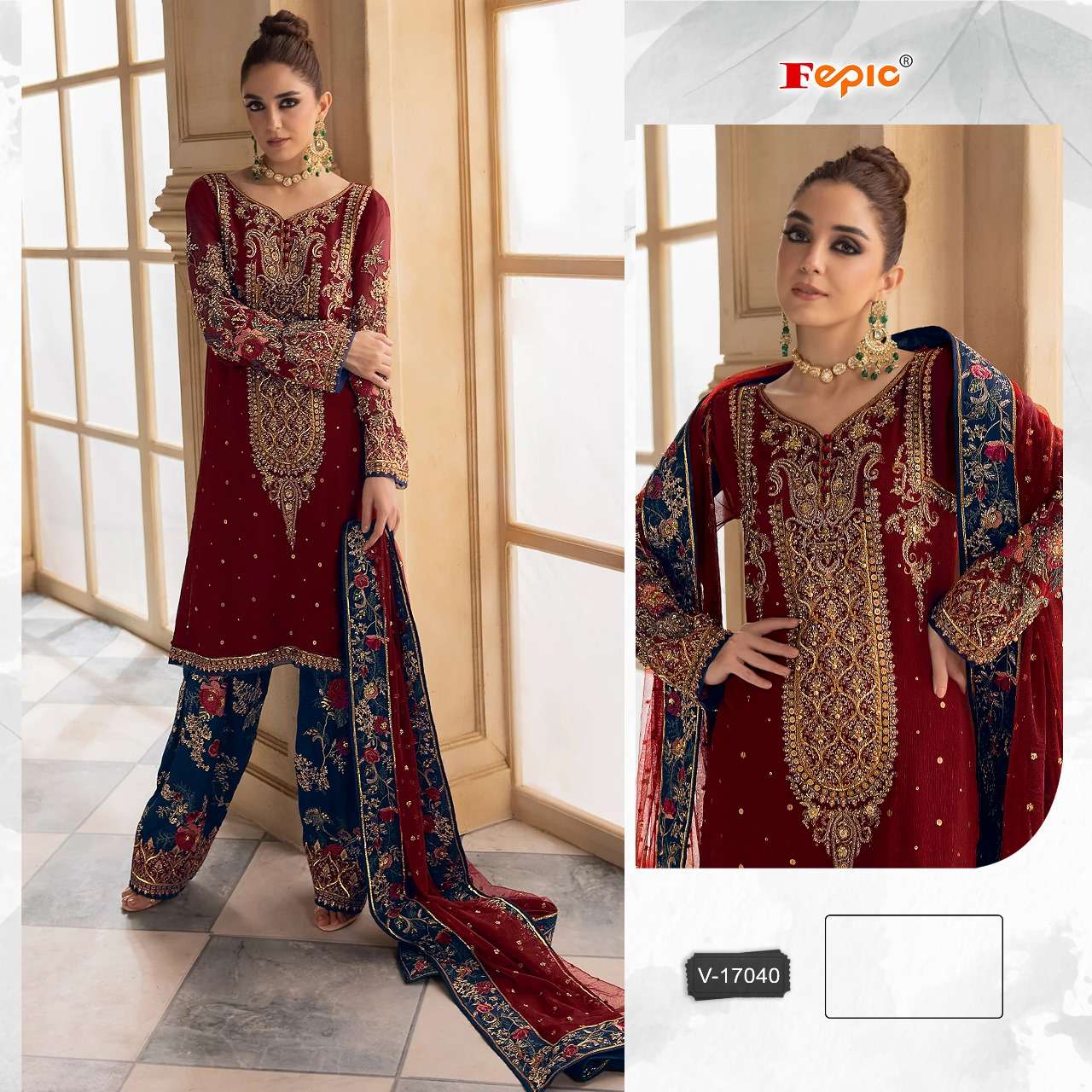 fepic v-17040 b party wear designer velvet salwar suits winter collection surat 