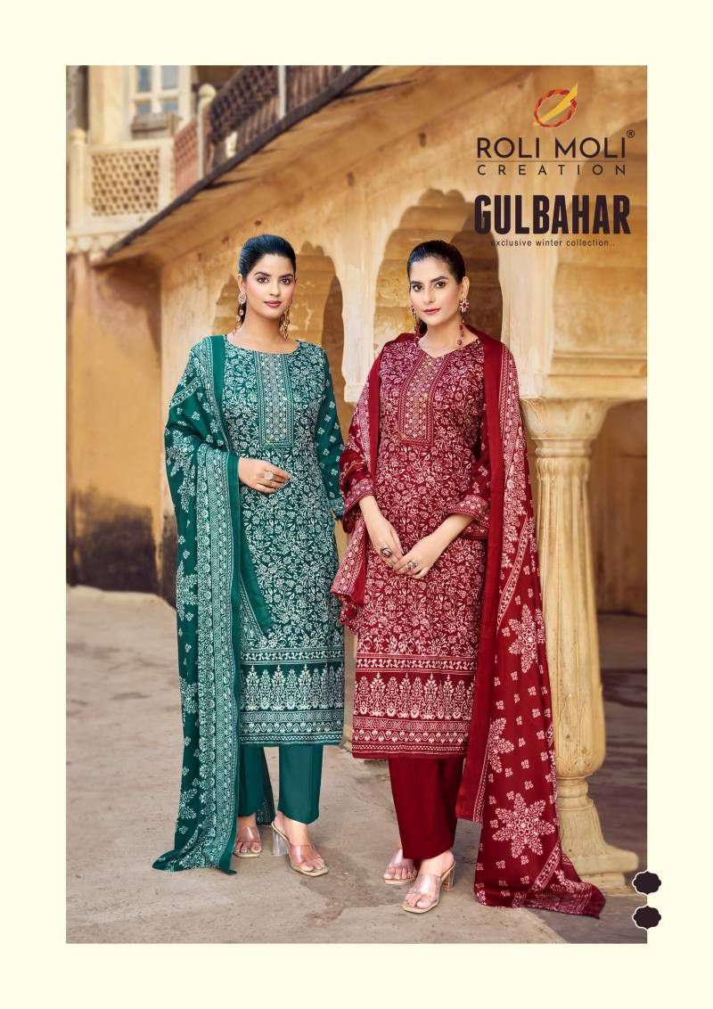 gulbahar by rolimoli creation 1001-1008 series winter special pashmina salwar suits catalogue wholesaler surat 