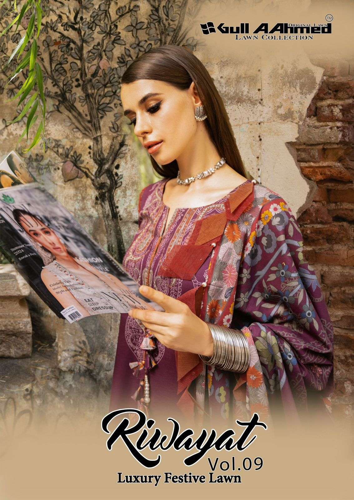 gull aahmed riwayat vol 9 9001-9006 series pure lawn cotton unstich salwar kameez wholesale dealer surat