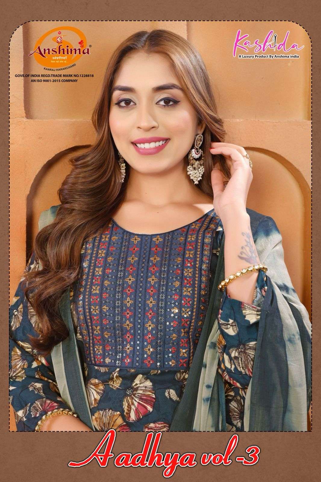 kashida adhya vol 3 straight ready made kurti pant set reyon foil printed suits buy online shopping surat