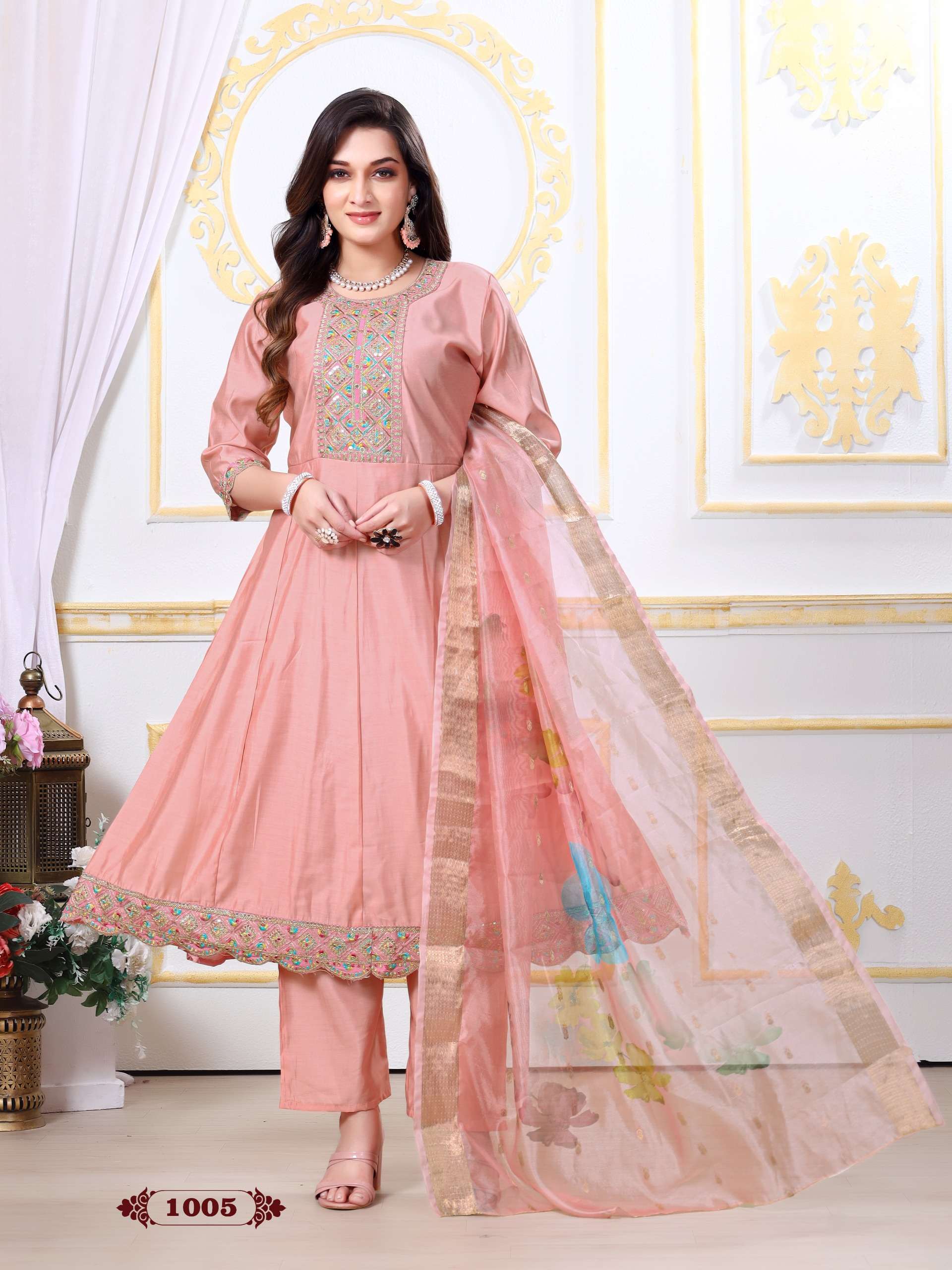 krishna trendz nari vol-1 1001-1006 colours salwar suits catalogue wholesale price surat gujarat 