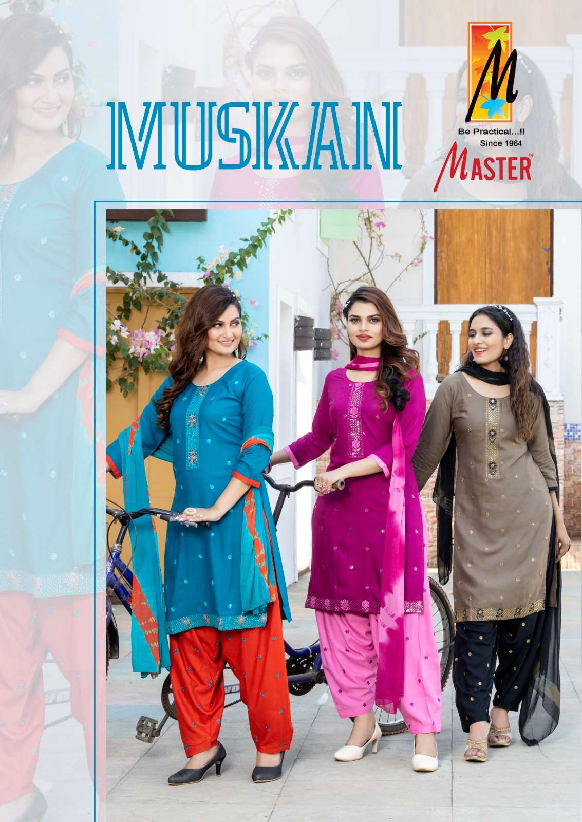 master muskan 101-108 series rayon designer patiyala salwar kameez catalogue readymade wholesale collection surat 