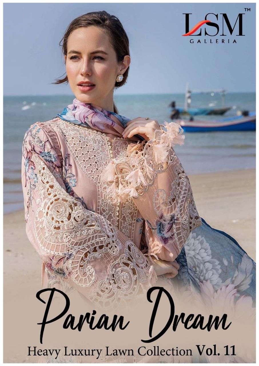 parian dream vol-11 by lsm galleria 1101-1106 series heavy lawn salwar kameez wholesale rate dealer surat 