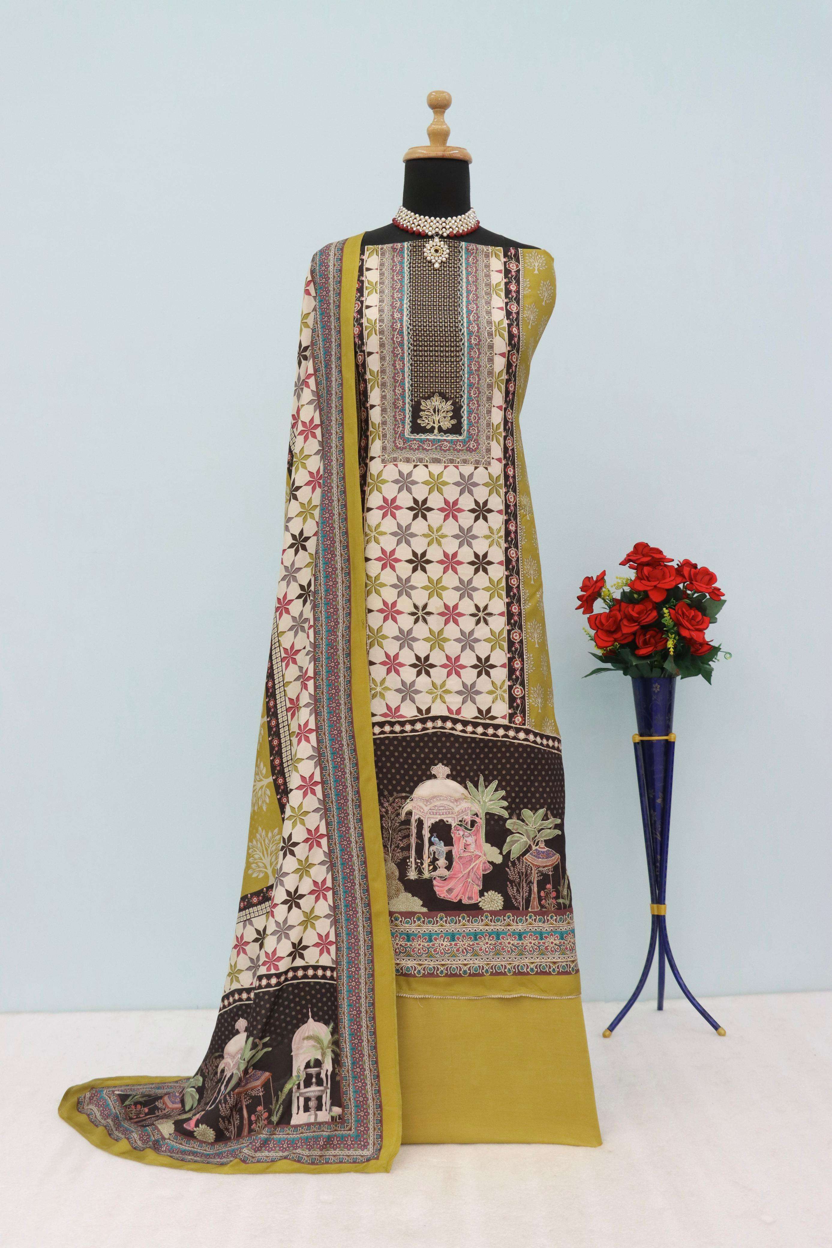 shurooq 101 series unstich designer pure muslin dress material non catalogue wholesaler surat 