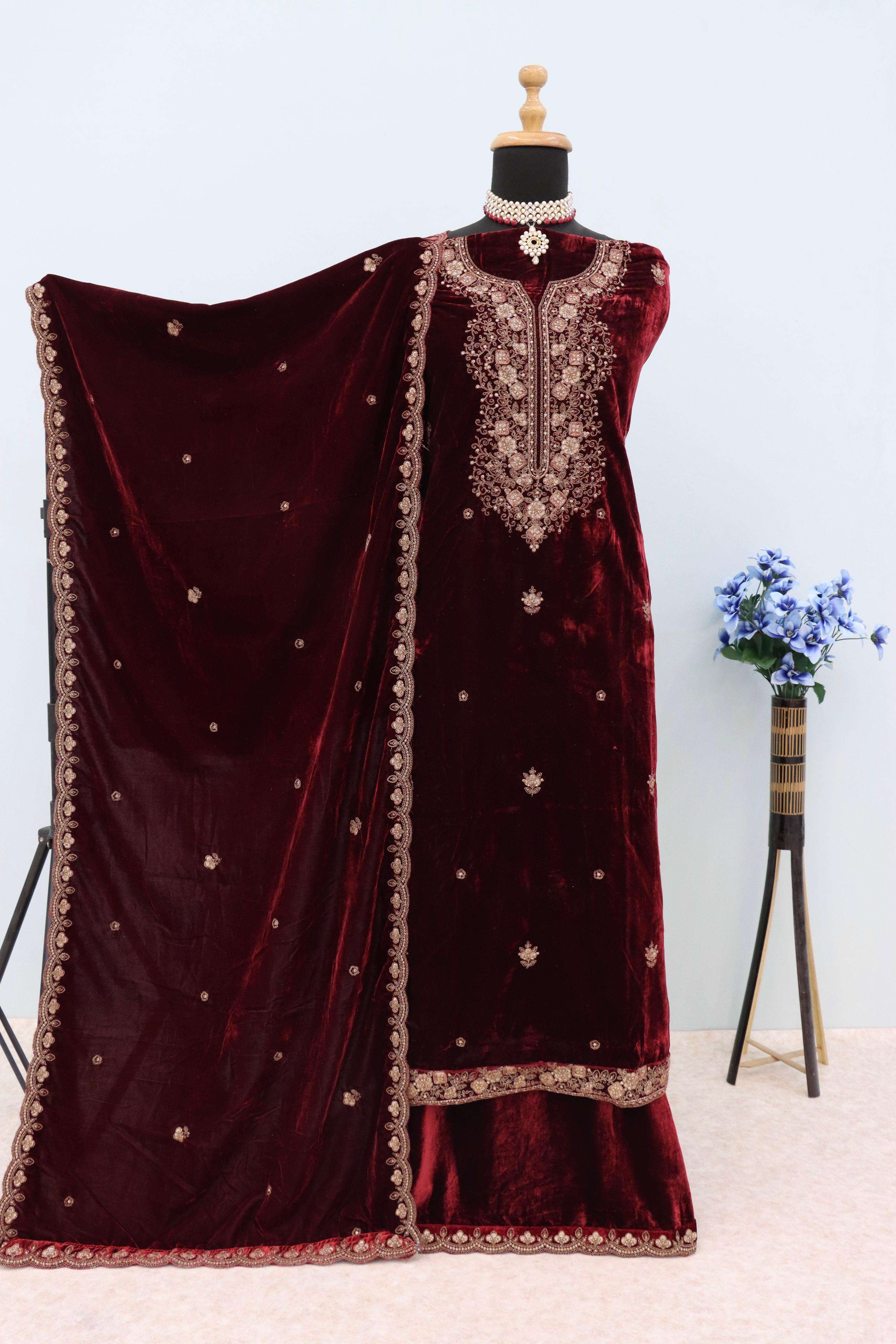 shurooq winter collection vol-4 exclusive velvet salwar suits winter collection wholesale best rate surat 