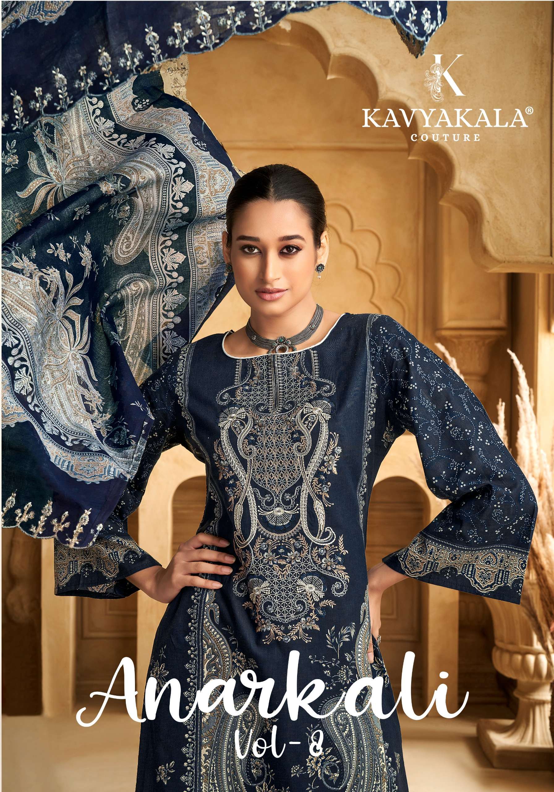 anarkali vol-8 by kavya kala 8001-8007 series rayon designer kurtis catalogue online collection surat gujarat 