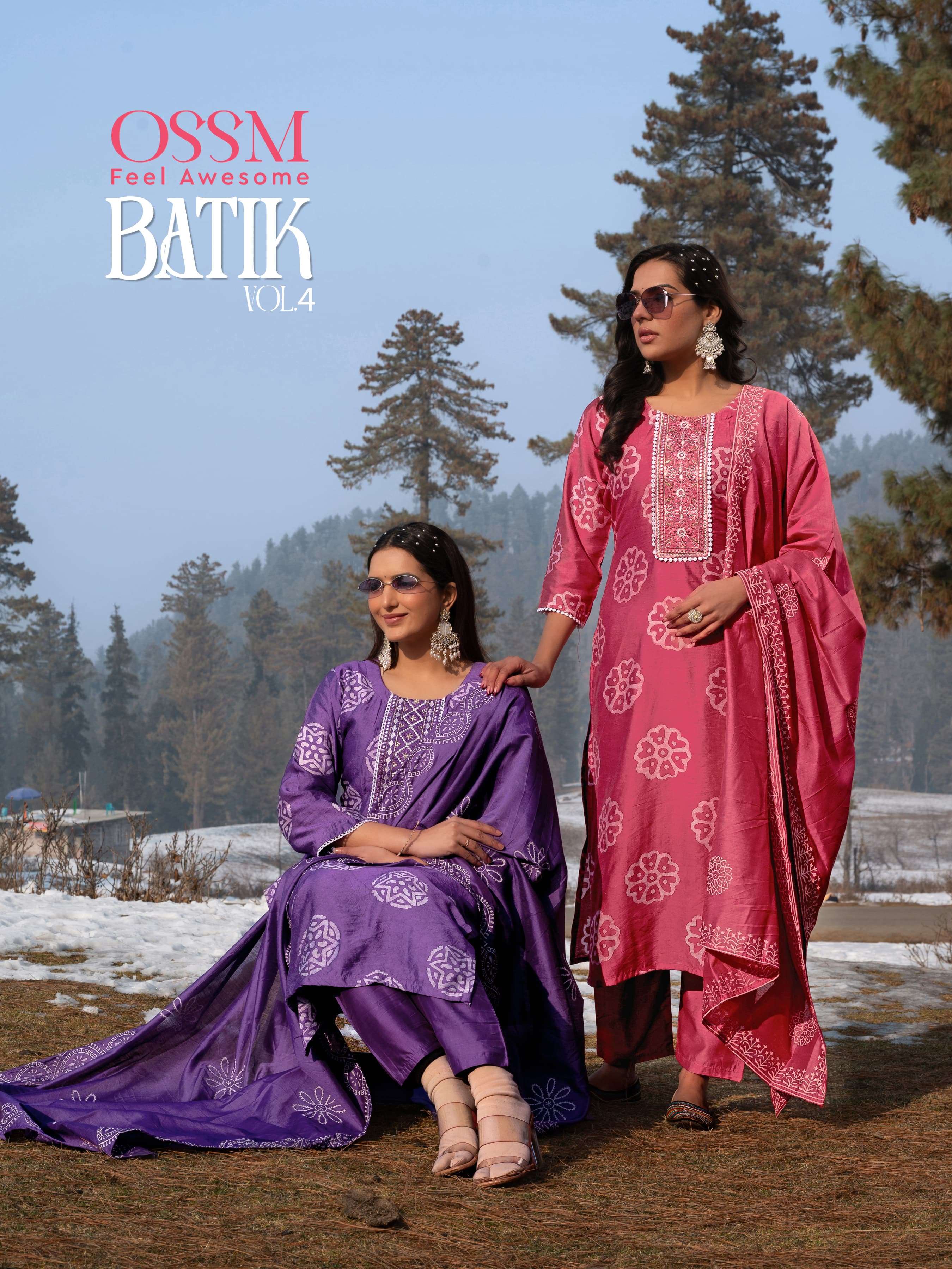 batik vo by ossm 101-106 series fancy top bottom with dupatta set wholesale collection surat gujrat 