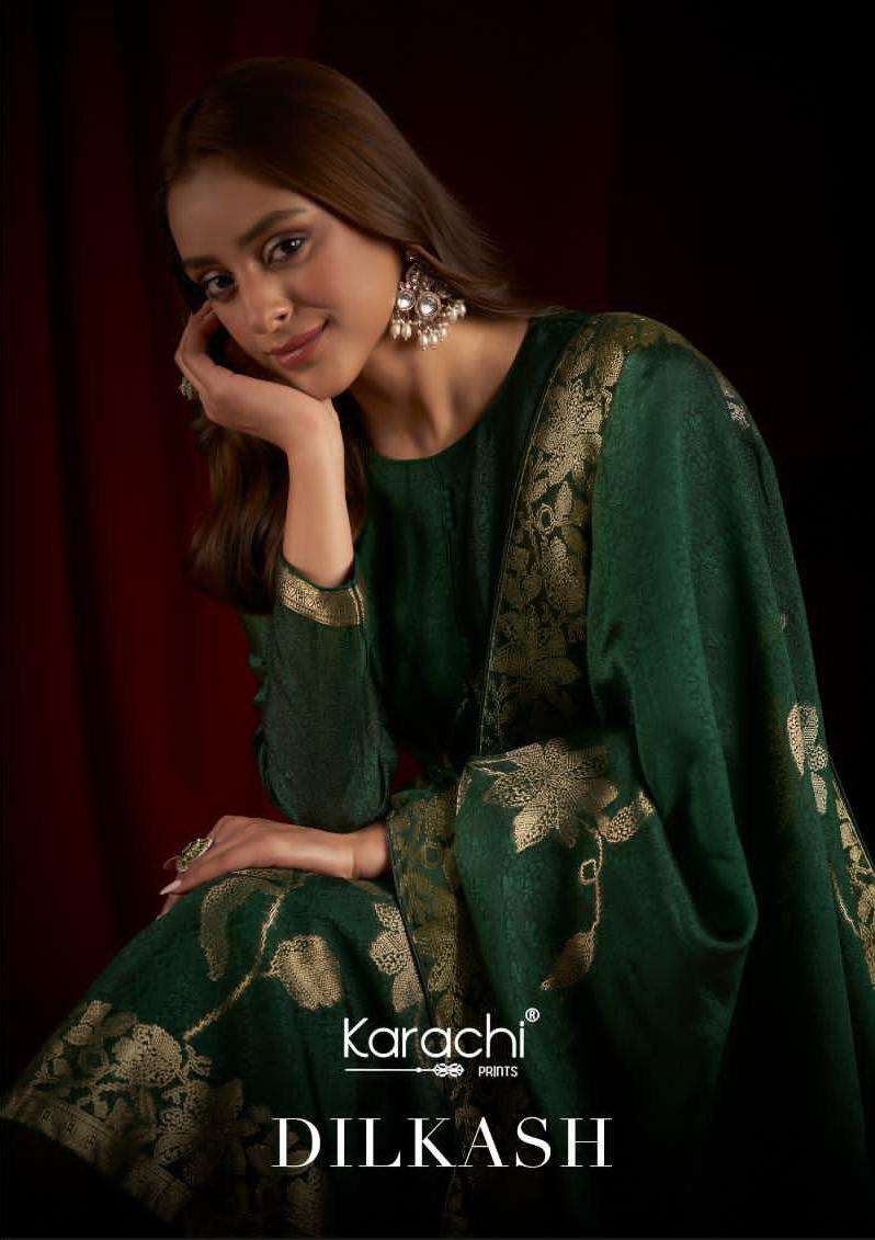 dilkash by karachi prints 79001-79004 series premium silk fancy salwar kameez wholesale price supplier surat