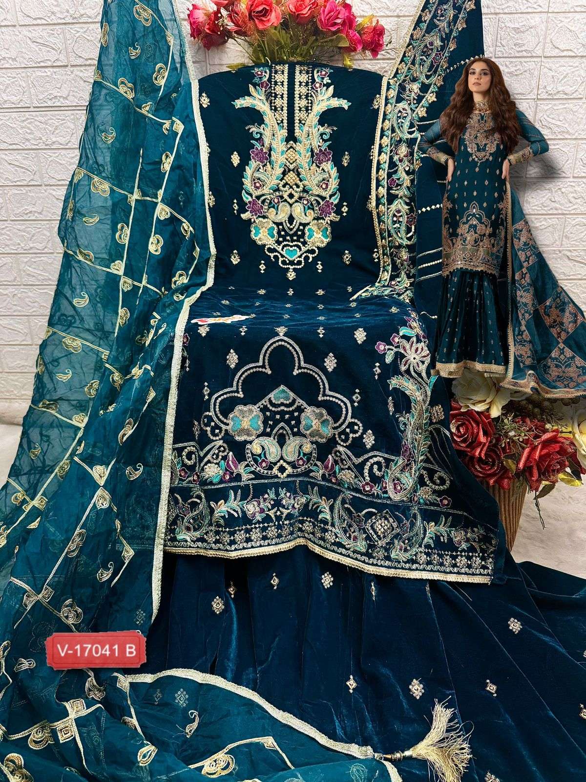 fepic by rosemeen 1704  colours velvet embroidered salwar kameez wholesale price 