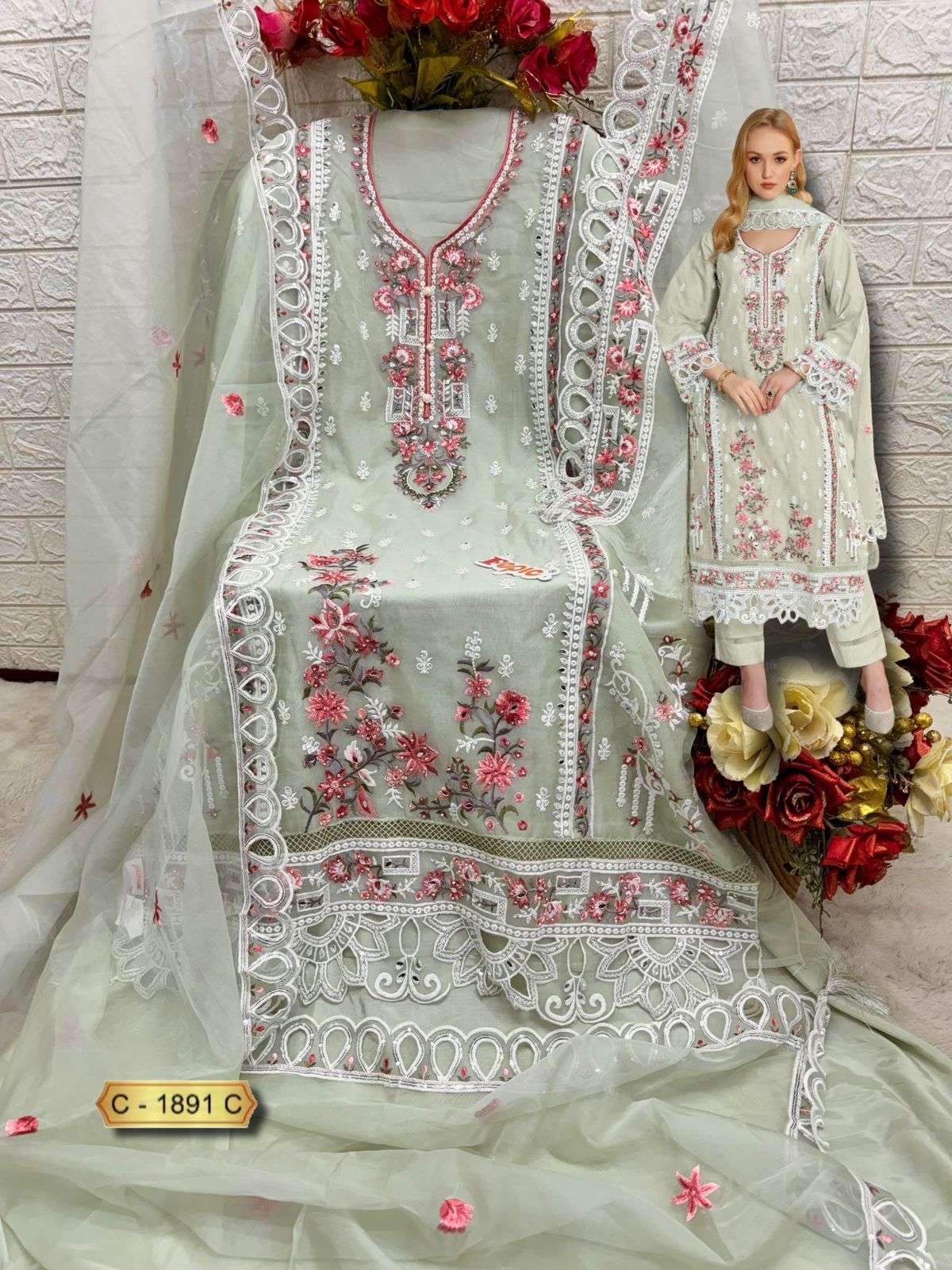 fepic by rosemeen1891 colours organza embroidered salwar kameez wholesale price 