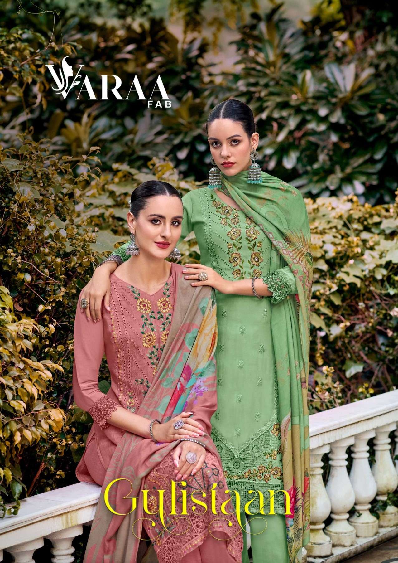 gulistaan by varaa fab 501-506 series pure bemberg muslin salwar suits catalogue wholesale rate dealer surat 
