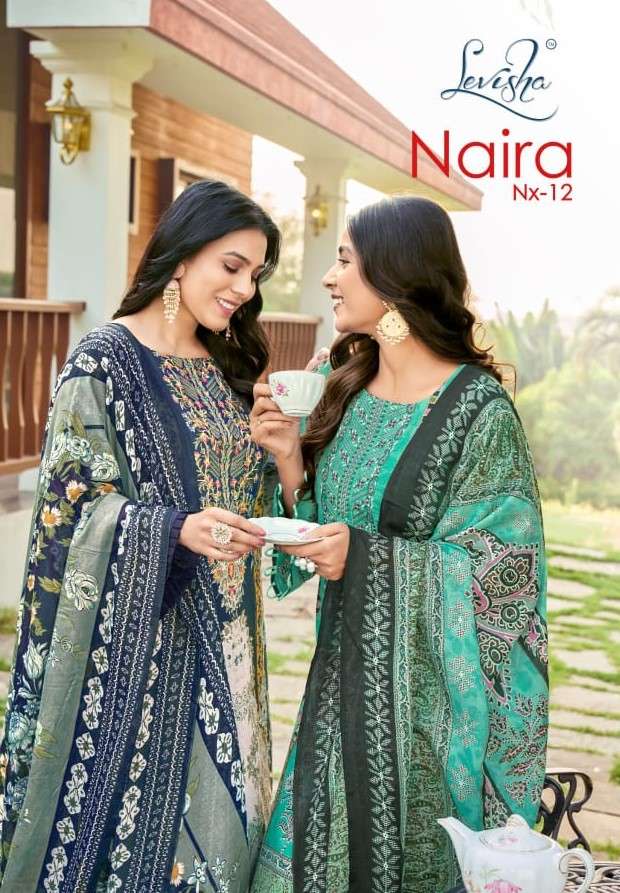 levisha naira nx vol 12 designer pakistani style cambric cotton pakistani style embroidred salwar kameez catalogue 