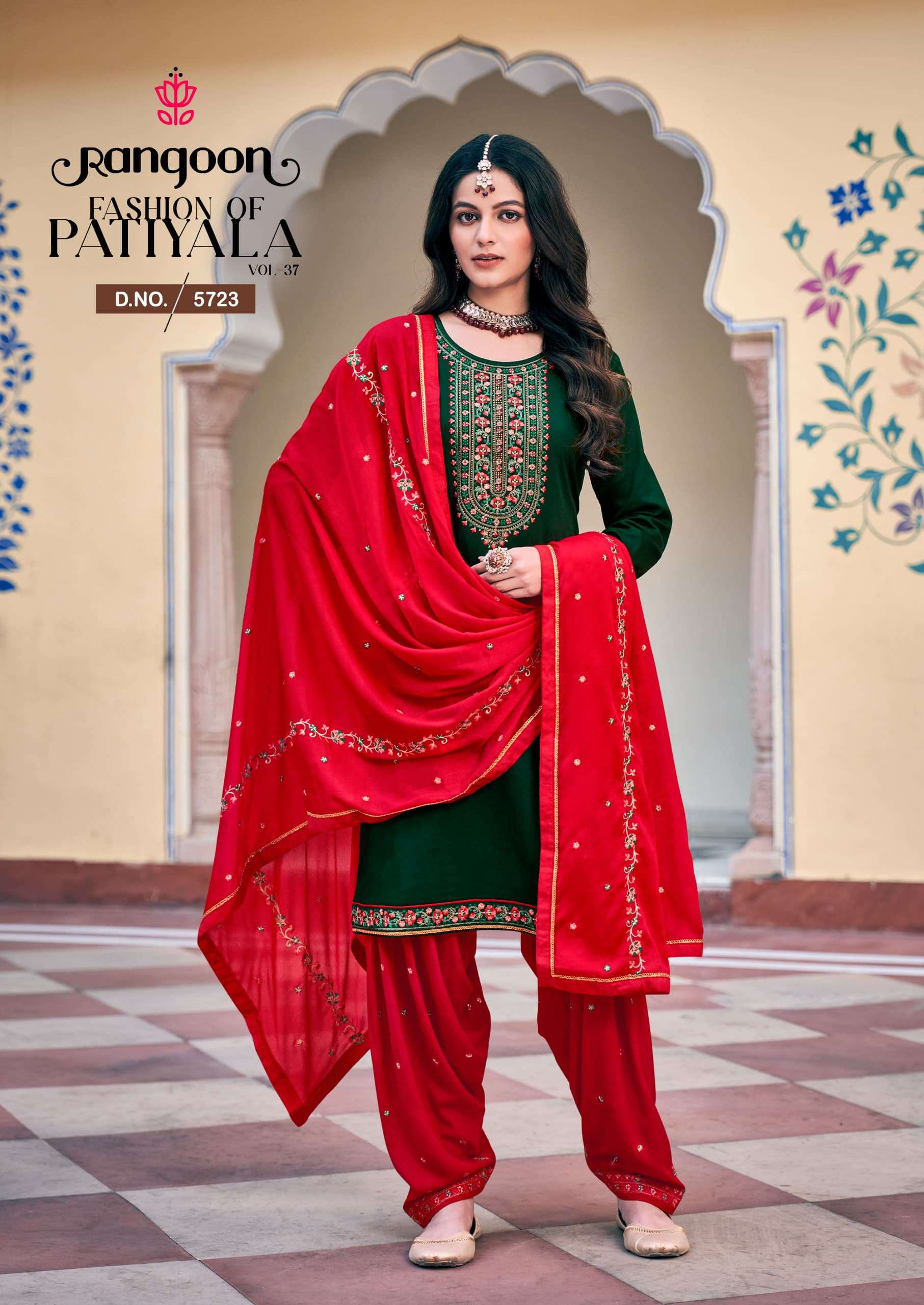 rangoon fashion of patiala vol-37 5721-5726 series designer top bottom with dupatta latest catalogue surat