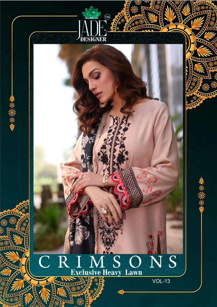 saanvi trends jade crimsom vol-13 indian designer unstich salwar kameez wholesale price surat gujarat 