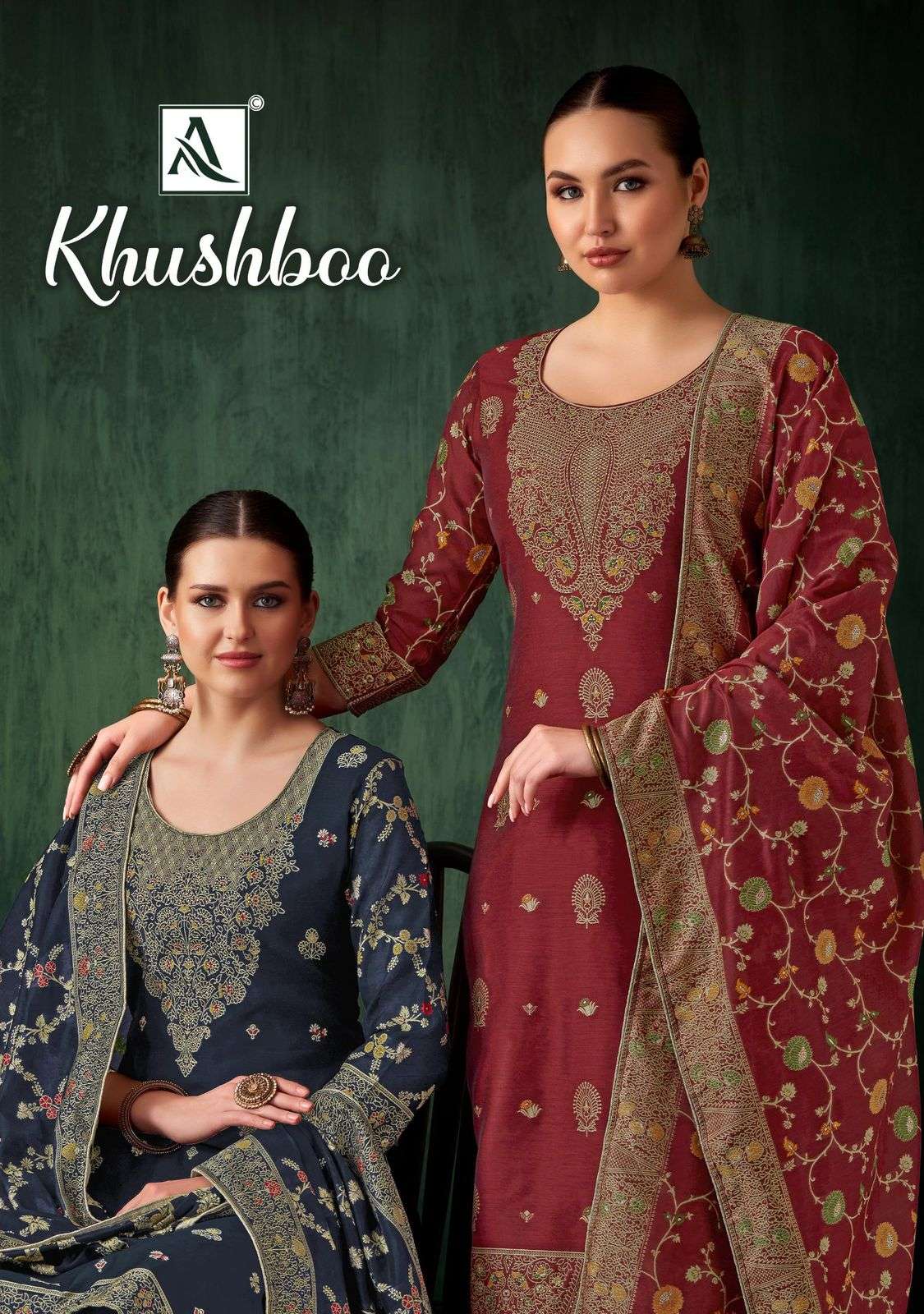 alok suit khushboo designer jacquard hand work salwar suits buy online wholesaler surat