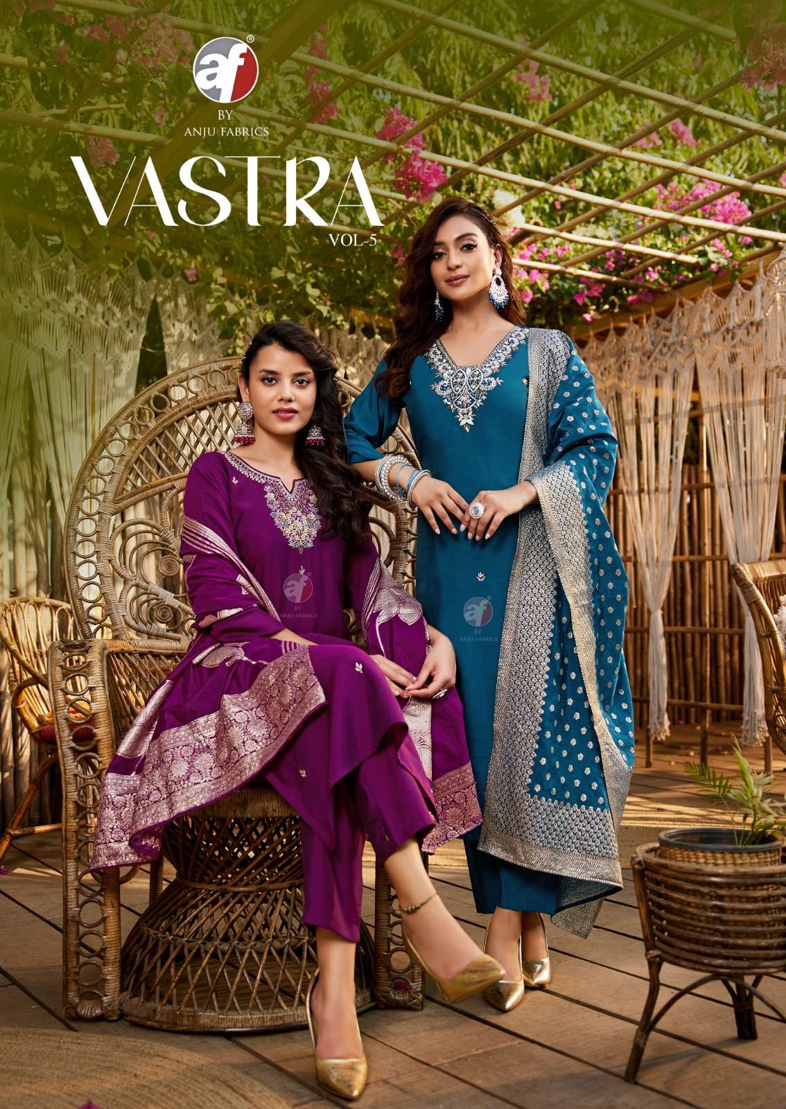 anju fabric vastra vol 5 4151-4156 series designer roman silk party wear stich salwar kameez wholesale dealer surat